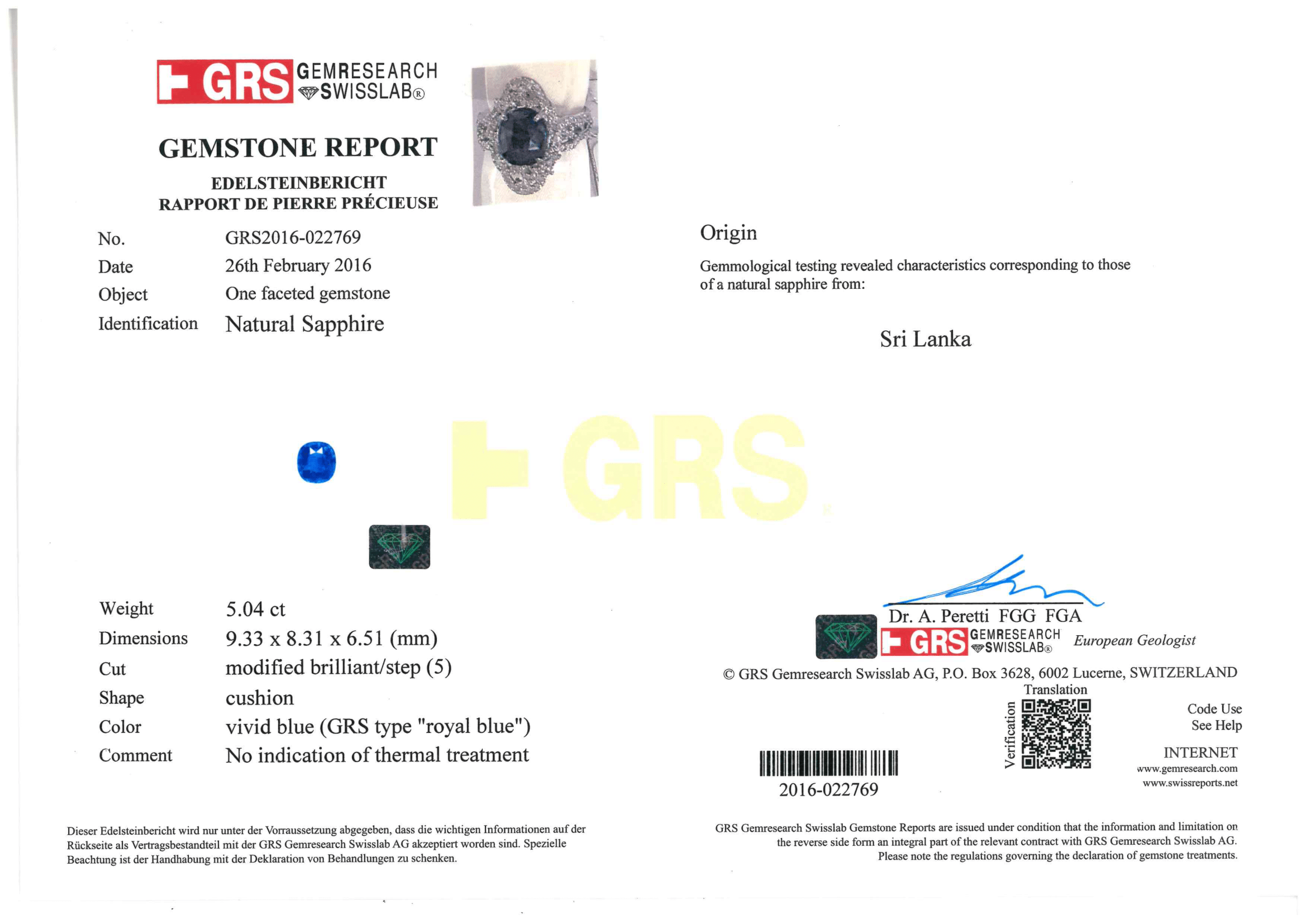 Certified Blue Sapphire Exclusive Ring With Platinum Band