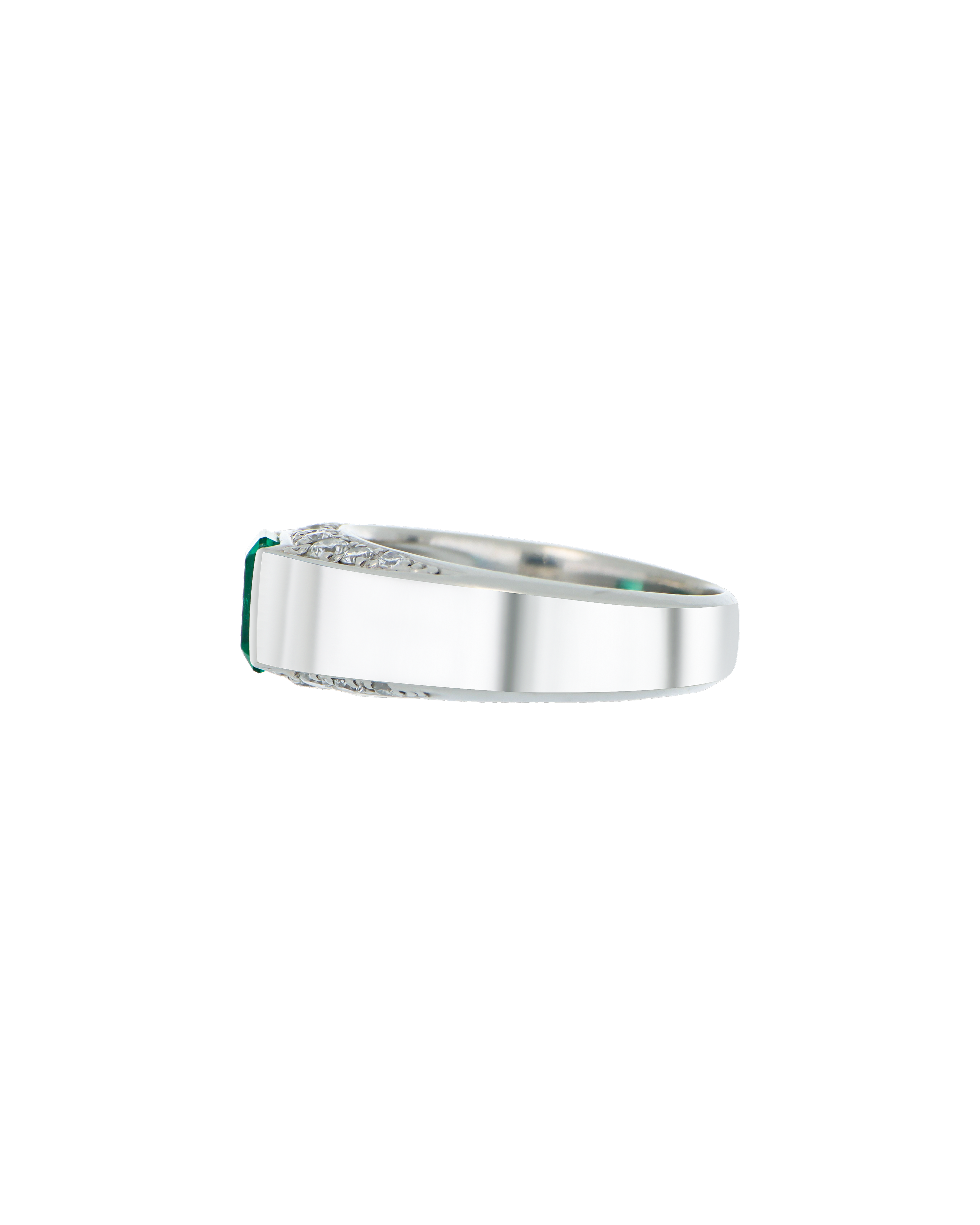 Emerald Ring With Bold Platinum Band