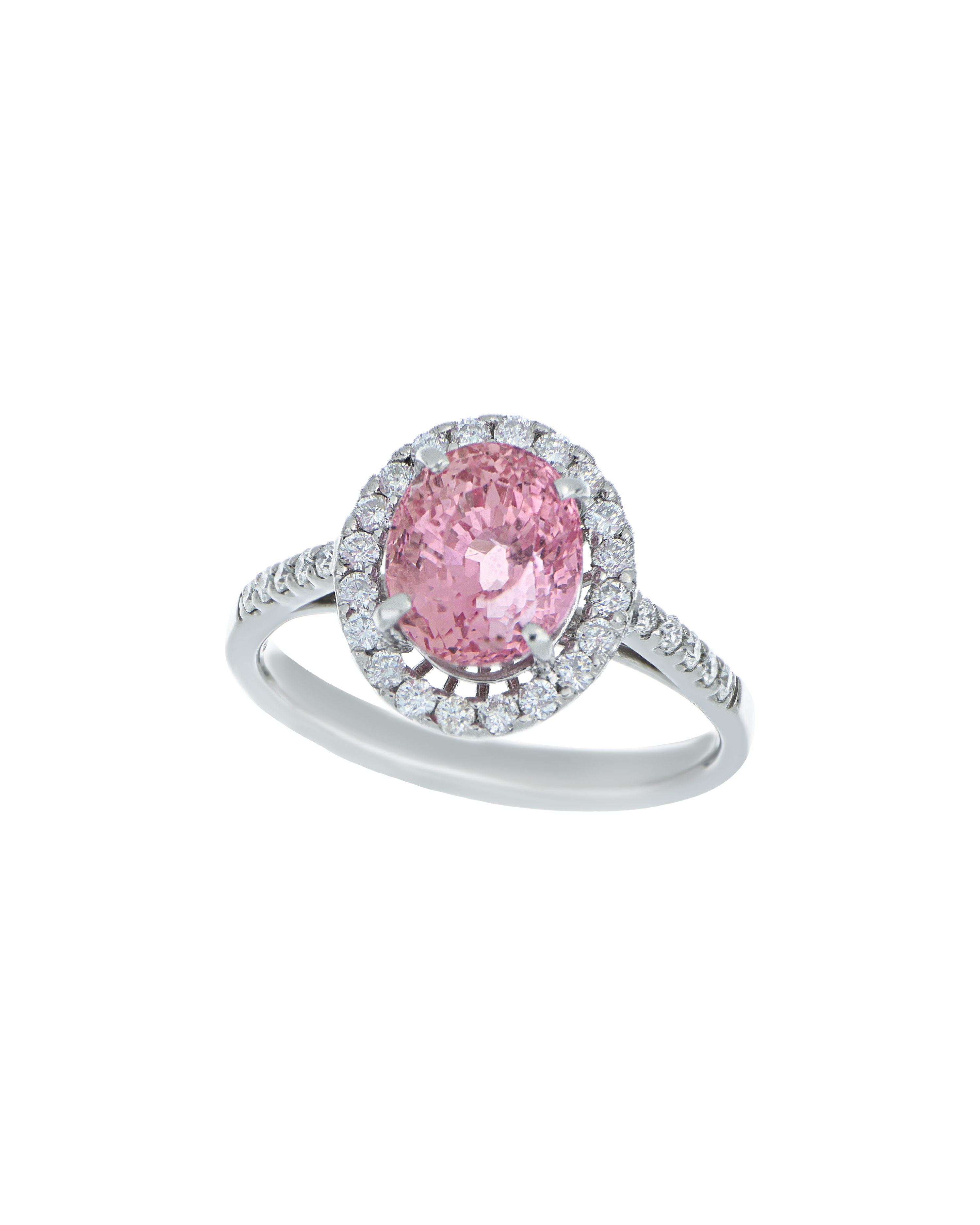 Oval Padparadscha Sapphire Ring In White Gold 