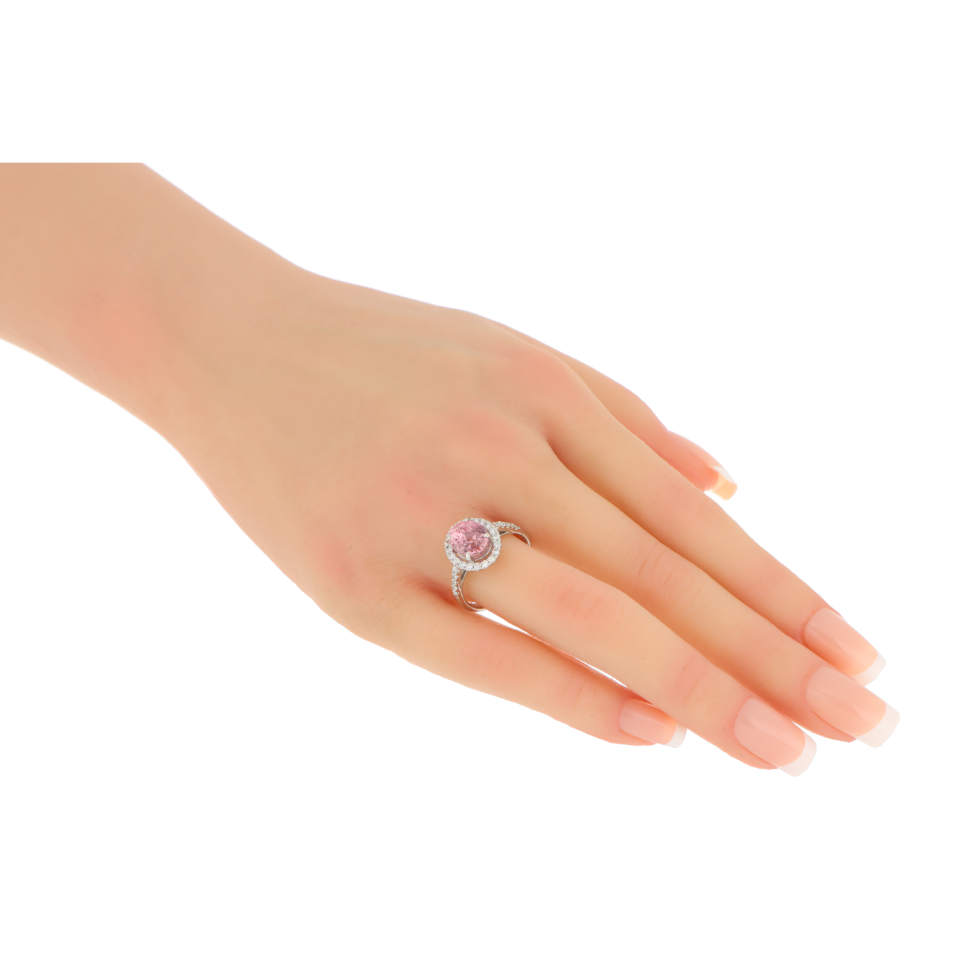 Oval Padparadscha Sapphire Ring In White Gold 