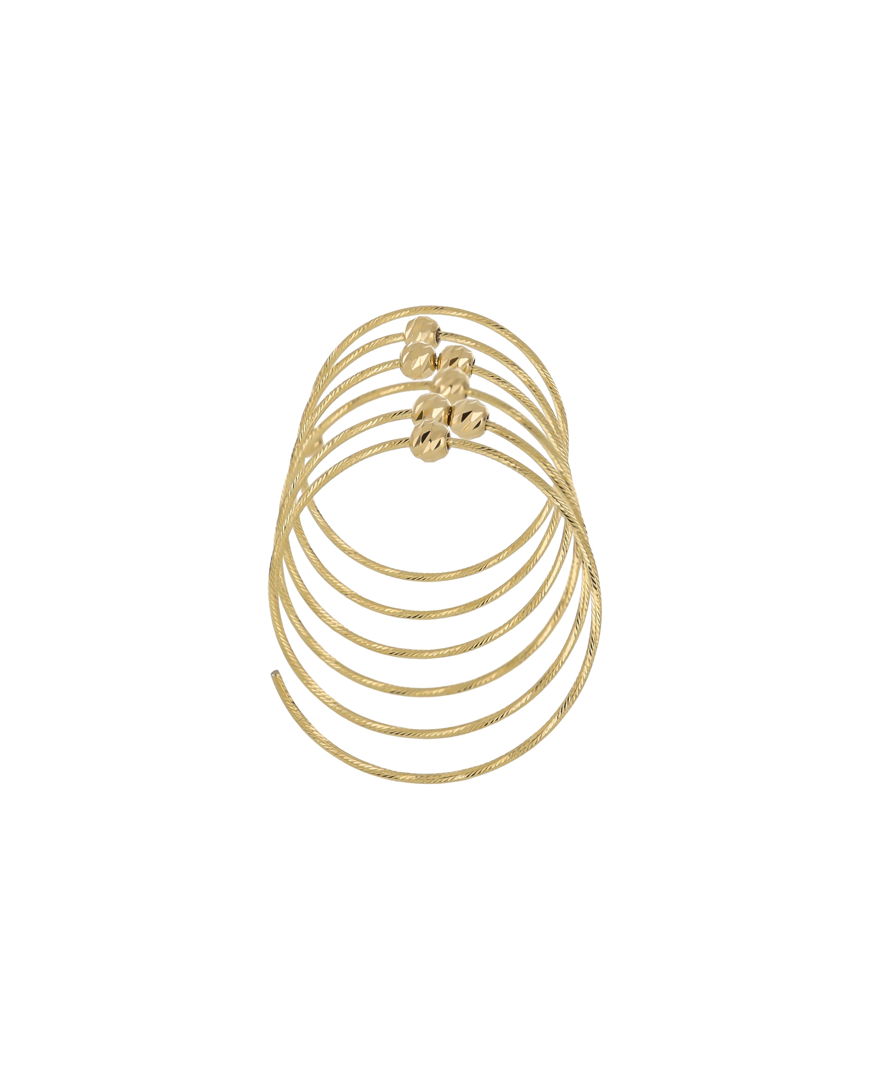 Gold Spiral Bead Wrap Statement Ring