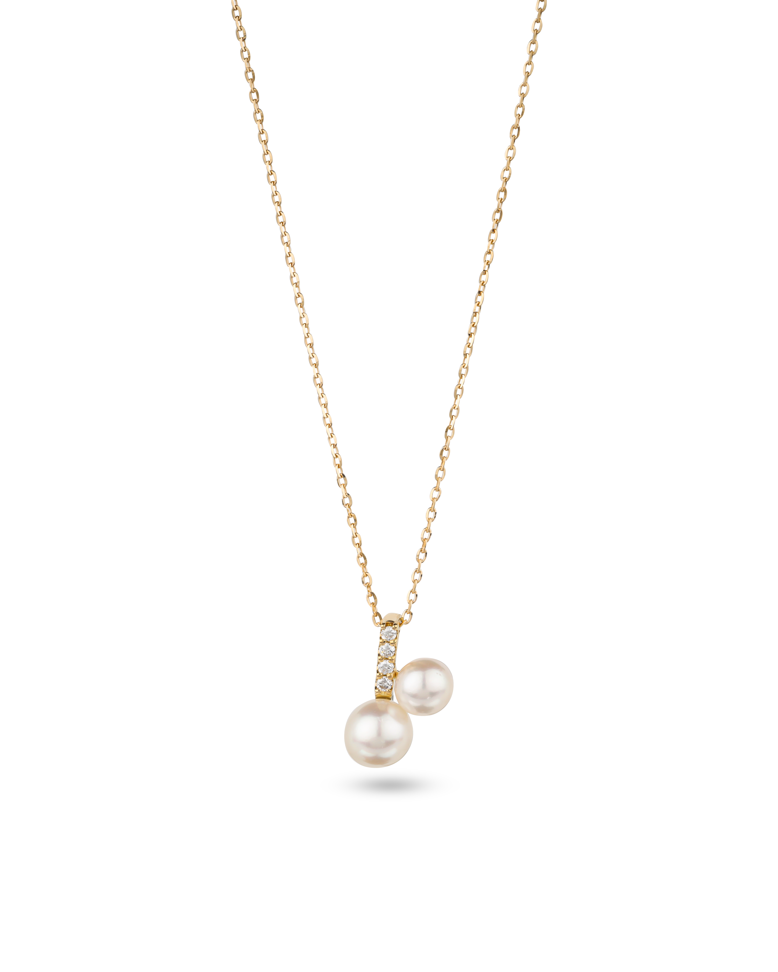 K18 Yellow Gold Akoya Baby Pearl Duo Pendant Necklace