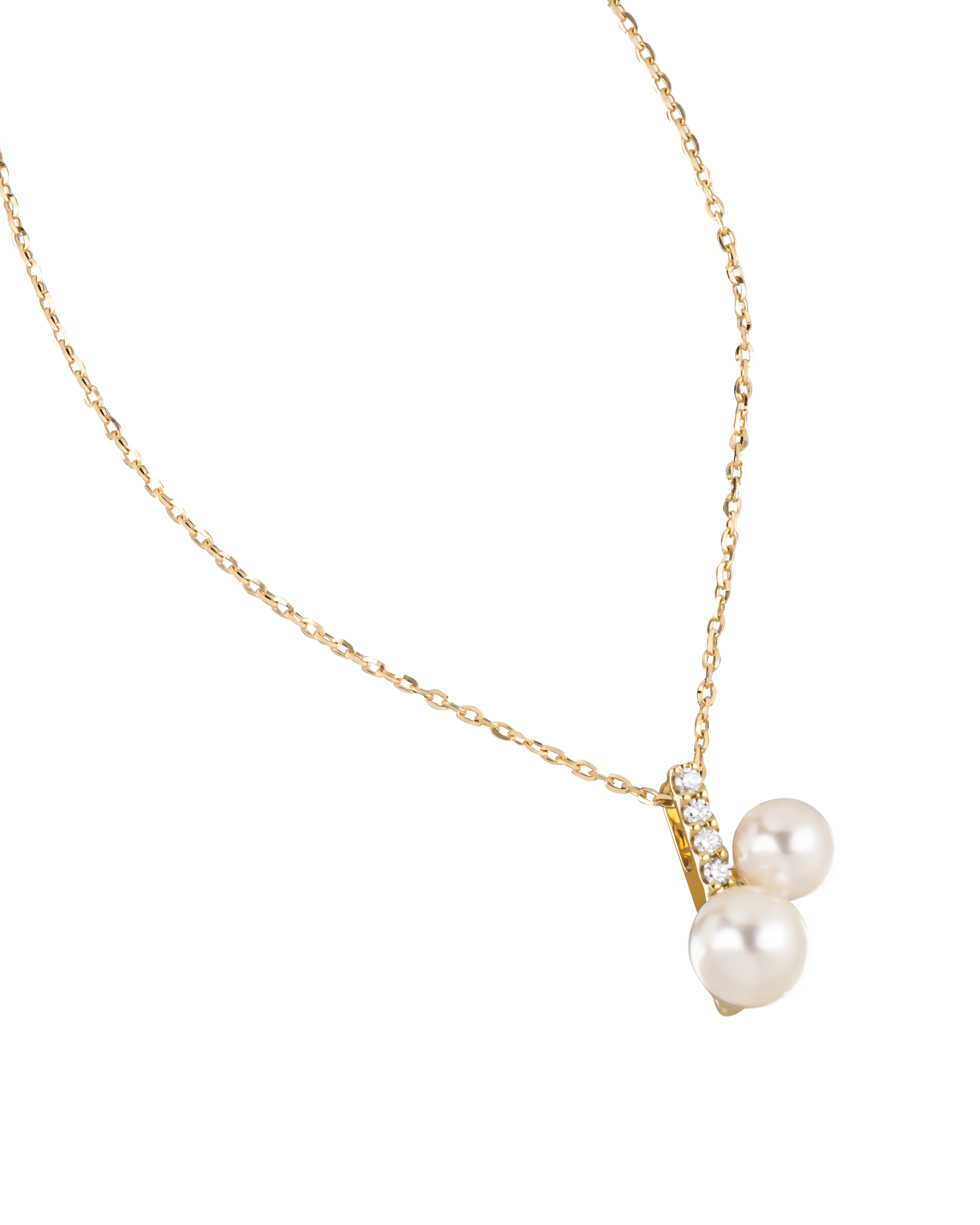 K18 Yellow Gold Akoya Baby Pearl Duo Pendant Necklace