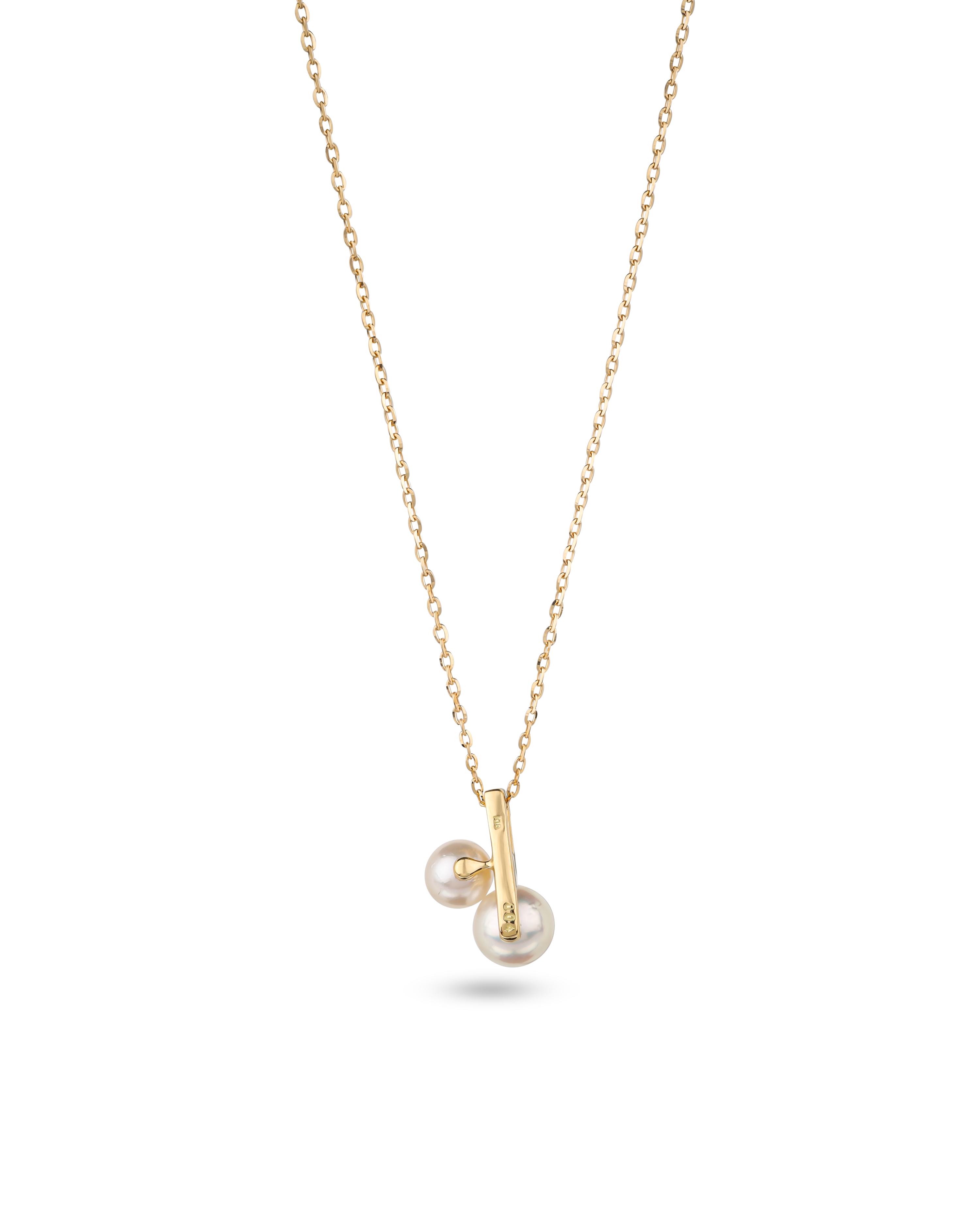 K18 Yellow Gold Akoya Baby Pearl Duo Pendant Necklace