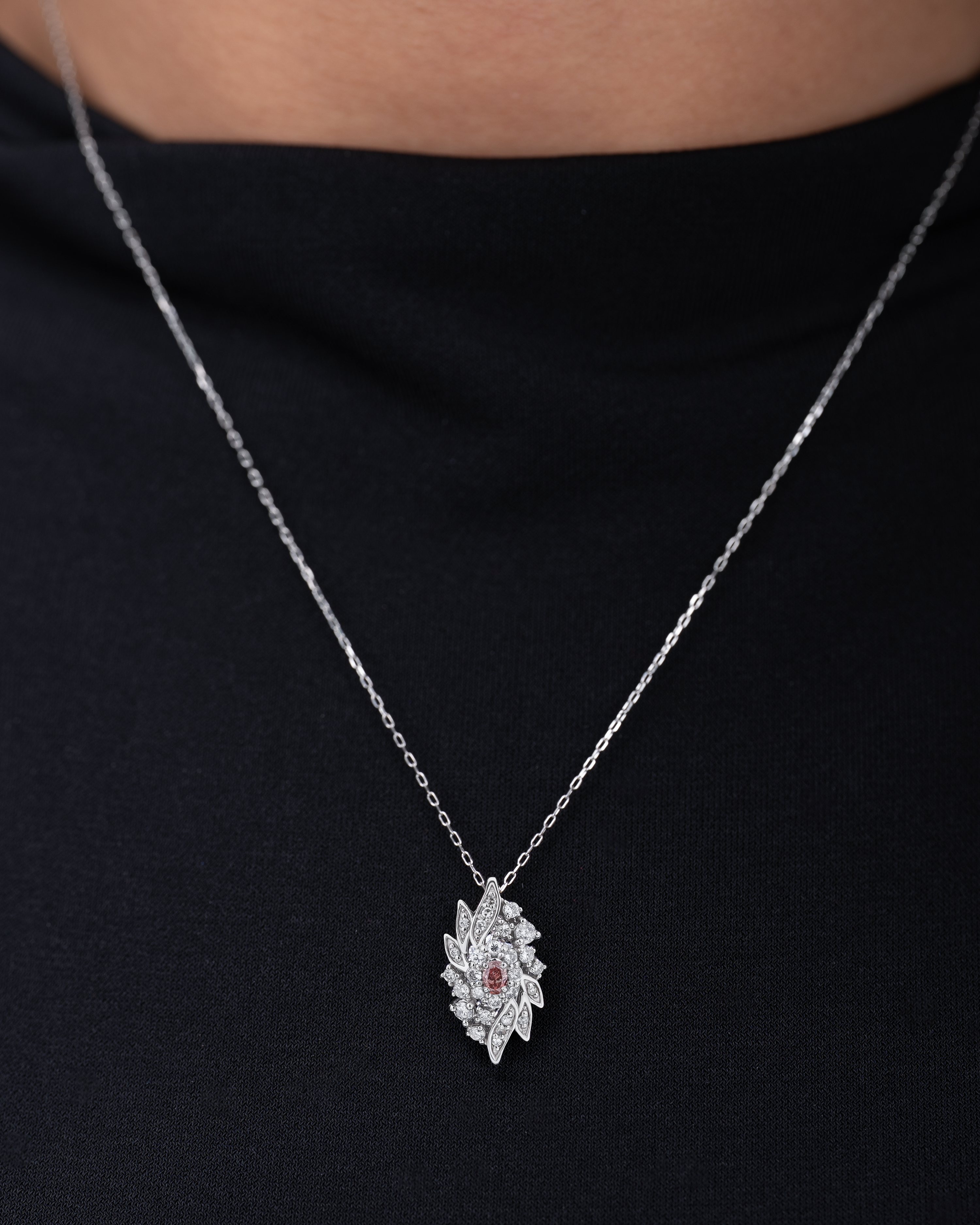 Certified Pink Diamond Floral Pendant