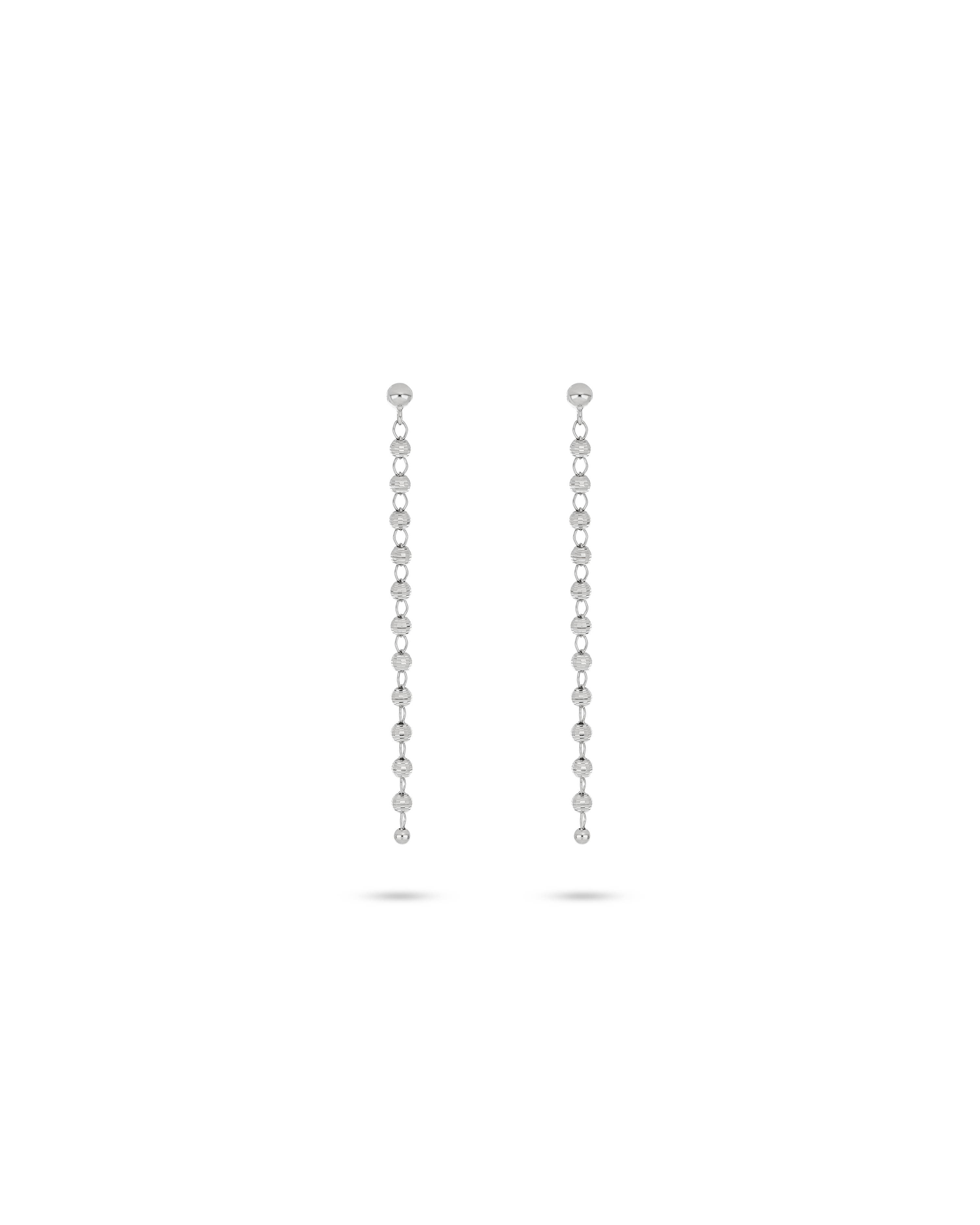 Classic Drop Beaded Earrings in White Gold 