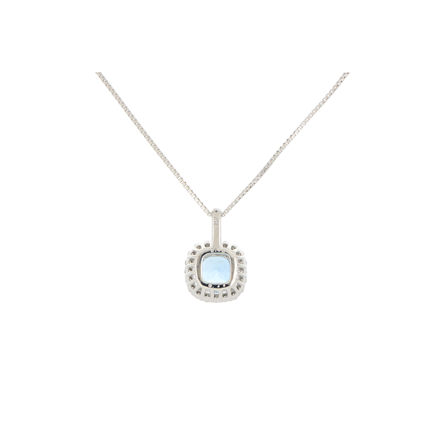 Aquamarine Stone Pendant With Platinum Necklace In Light Blue