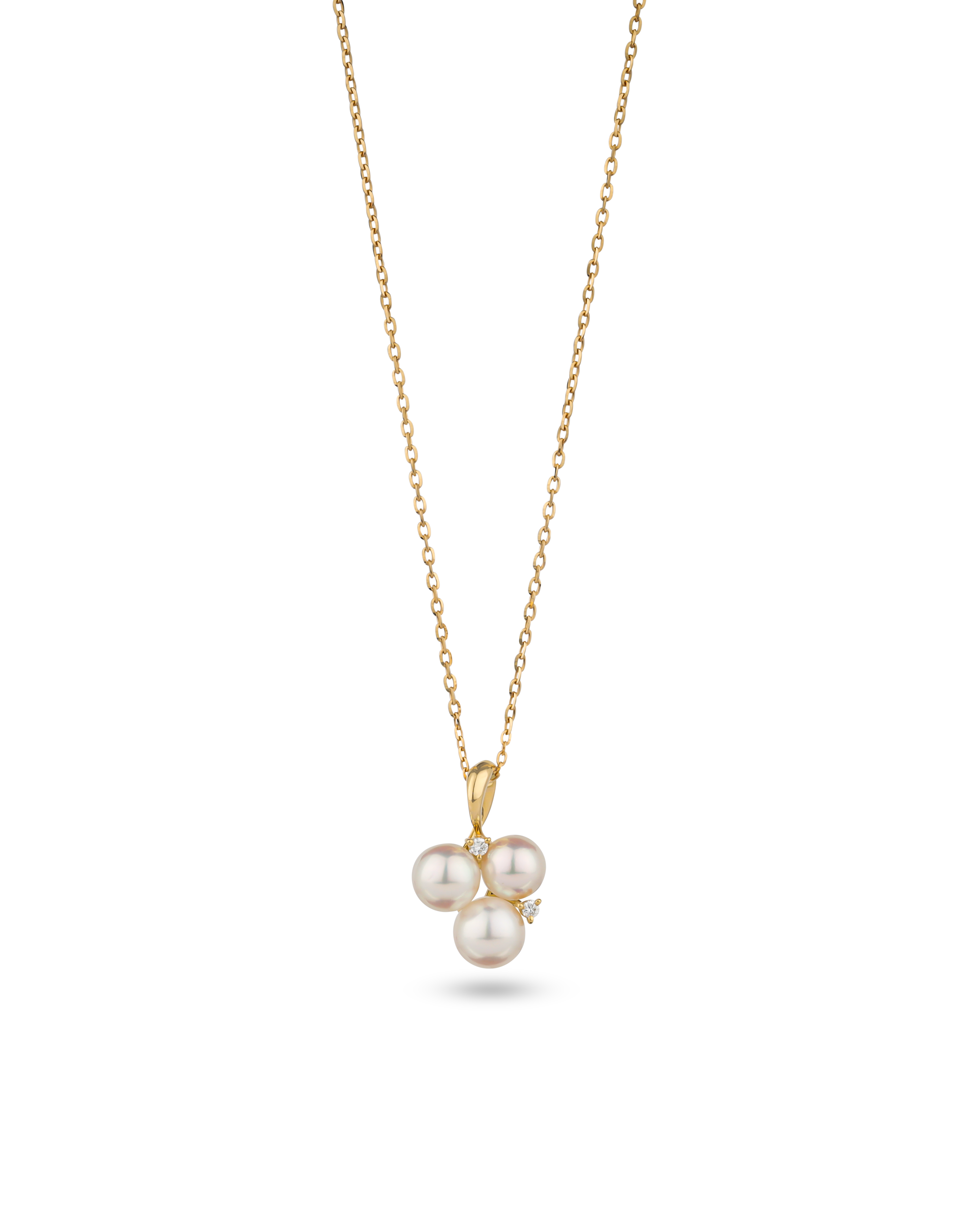 K18 Yellow Gold Akoya Baby Pearl Cluster Necklace 3.65ct