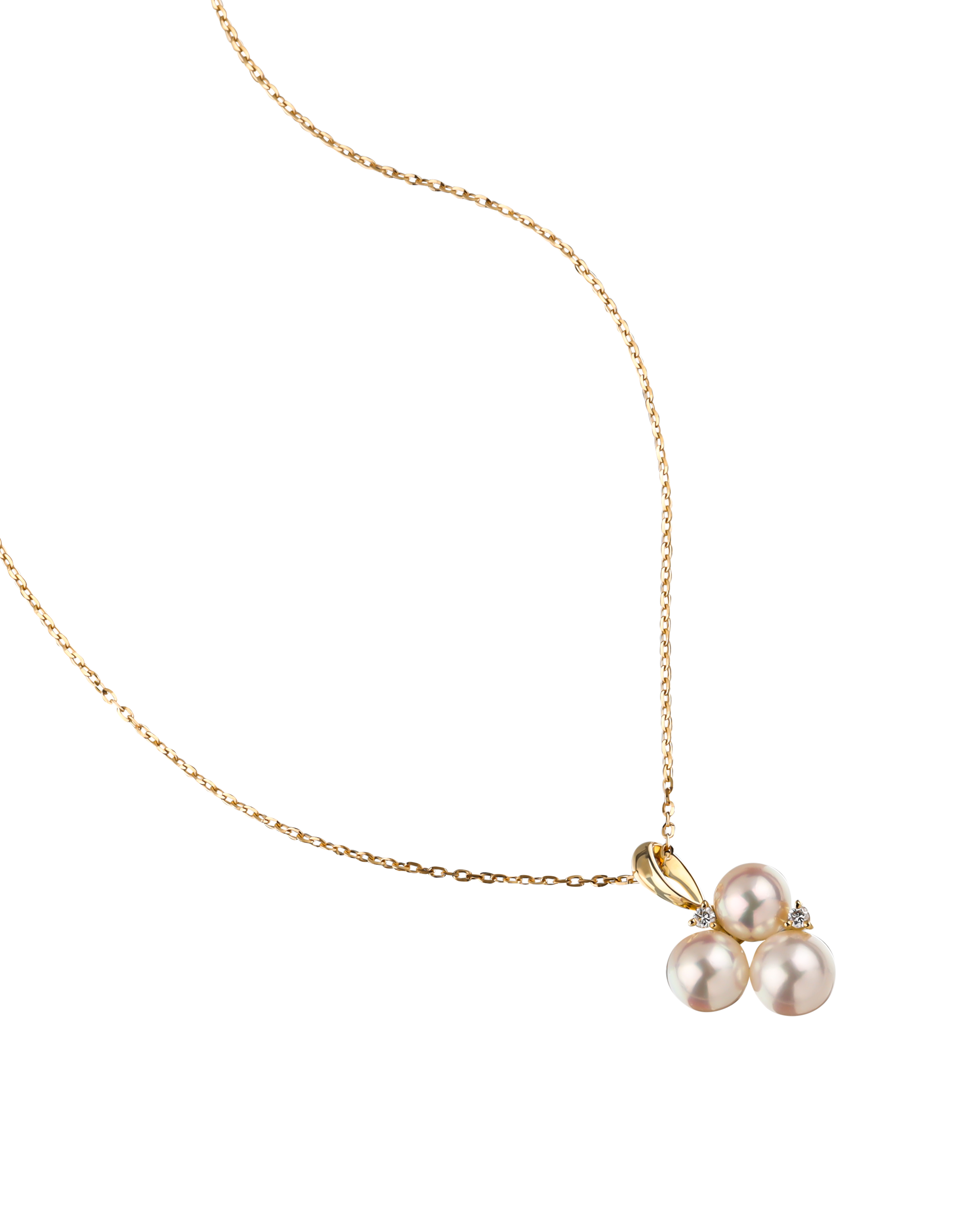 K18 Yellow Gold Akoya Baby Pearl Cluster Necklace 3.65ct