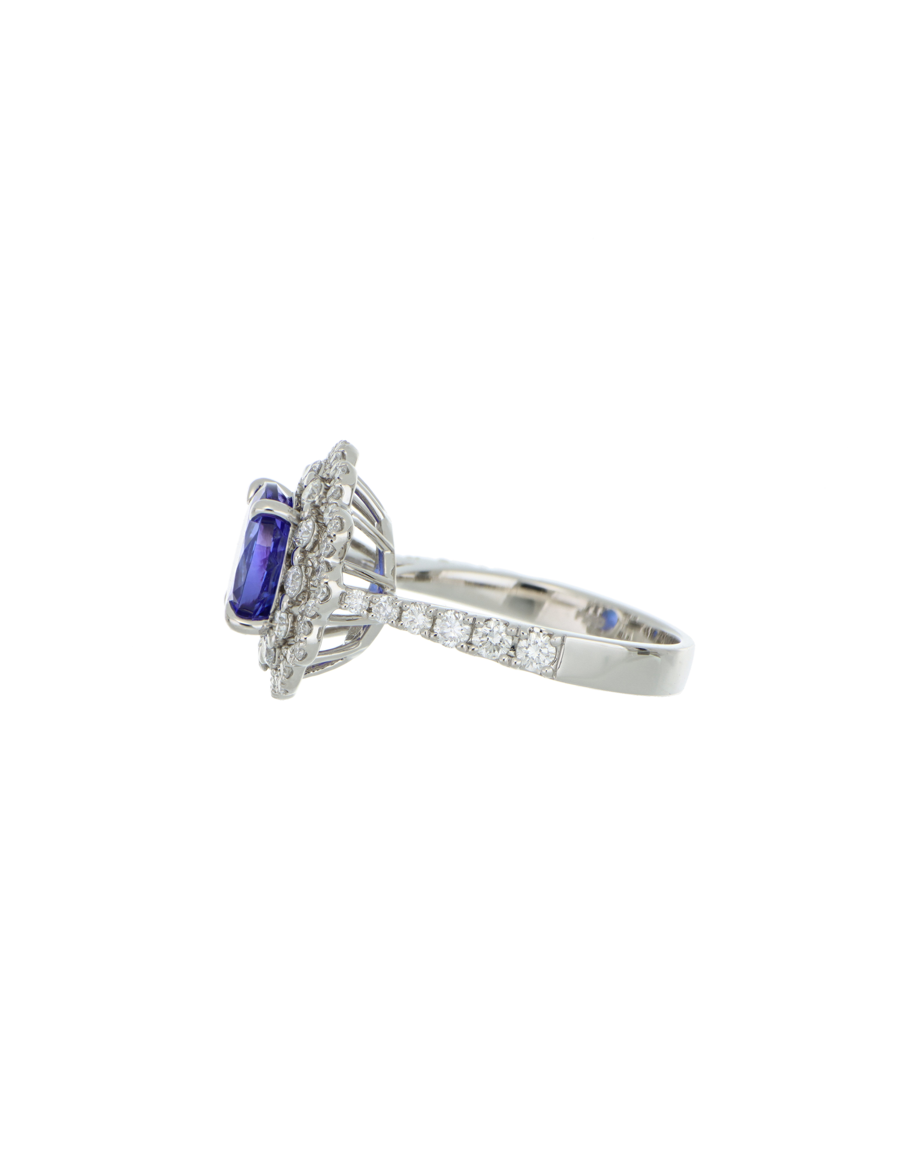 Platinum 900 Tanzanite Halo Ring with Diamond Accents