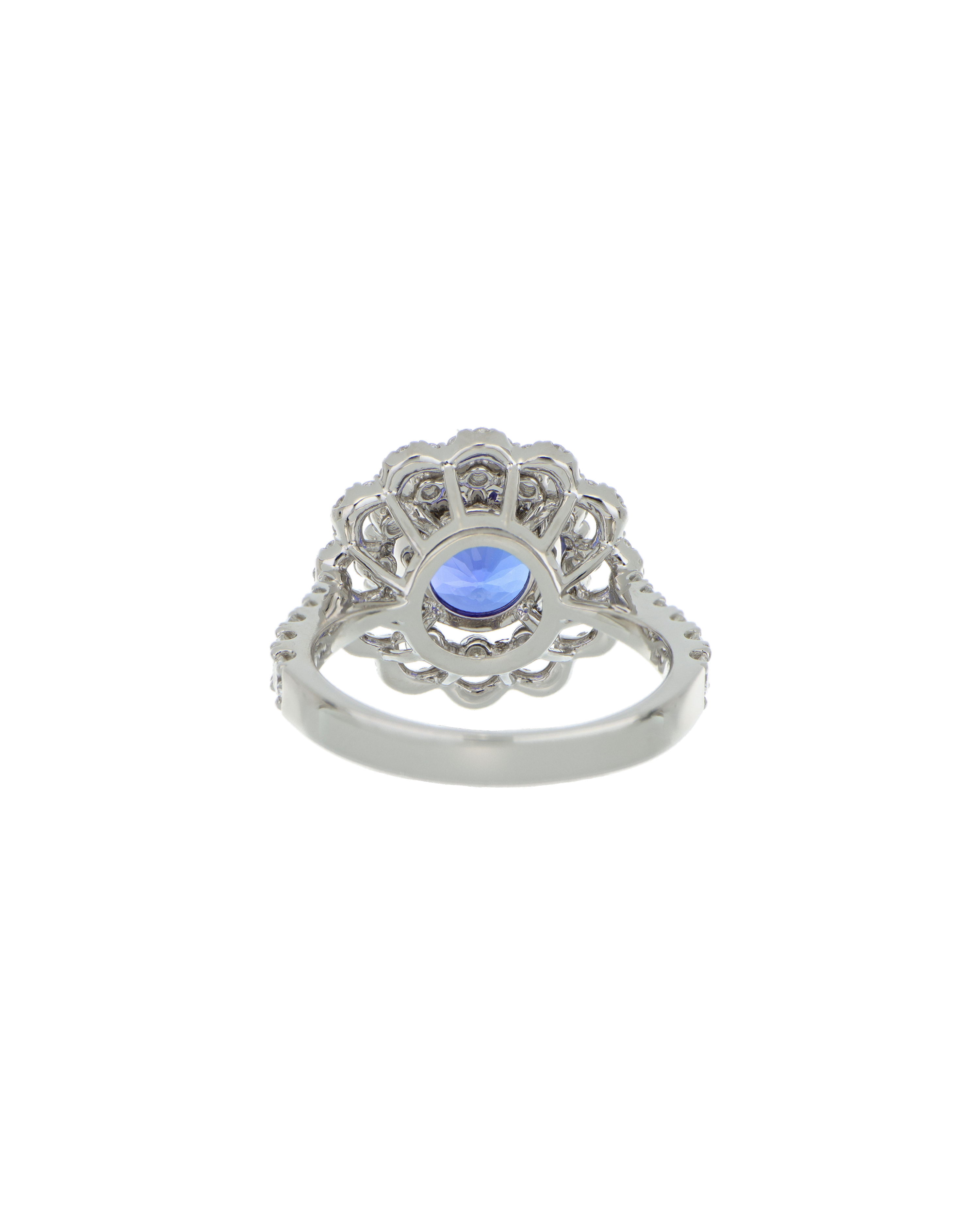 Platinum 900 Tanzanite Halo Ring with Diamond Accents