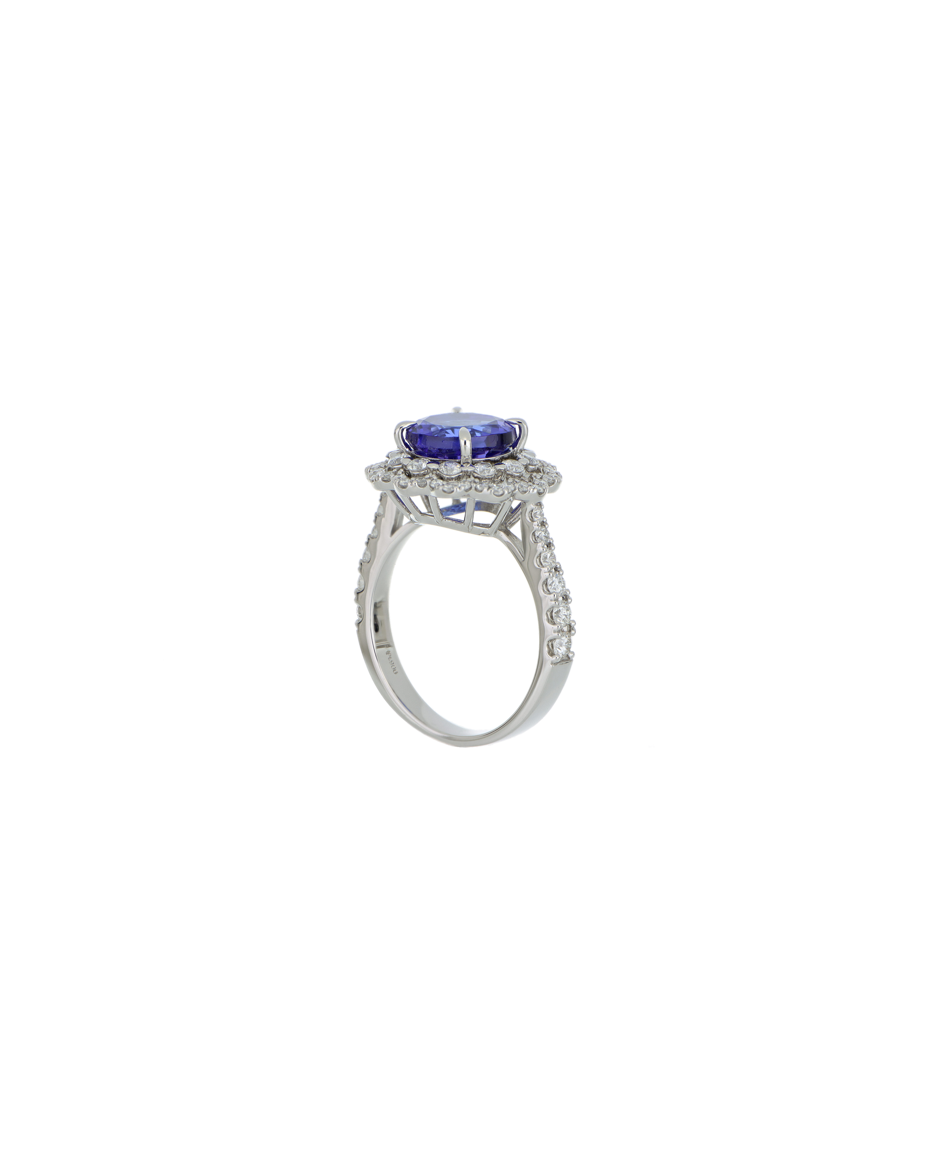 Platinum 900 Tanzanite Halo Ring with Diamond Accents