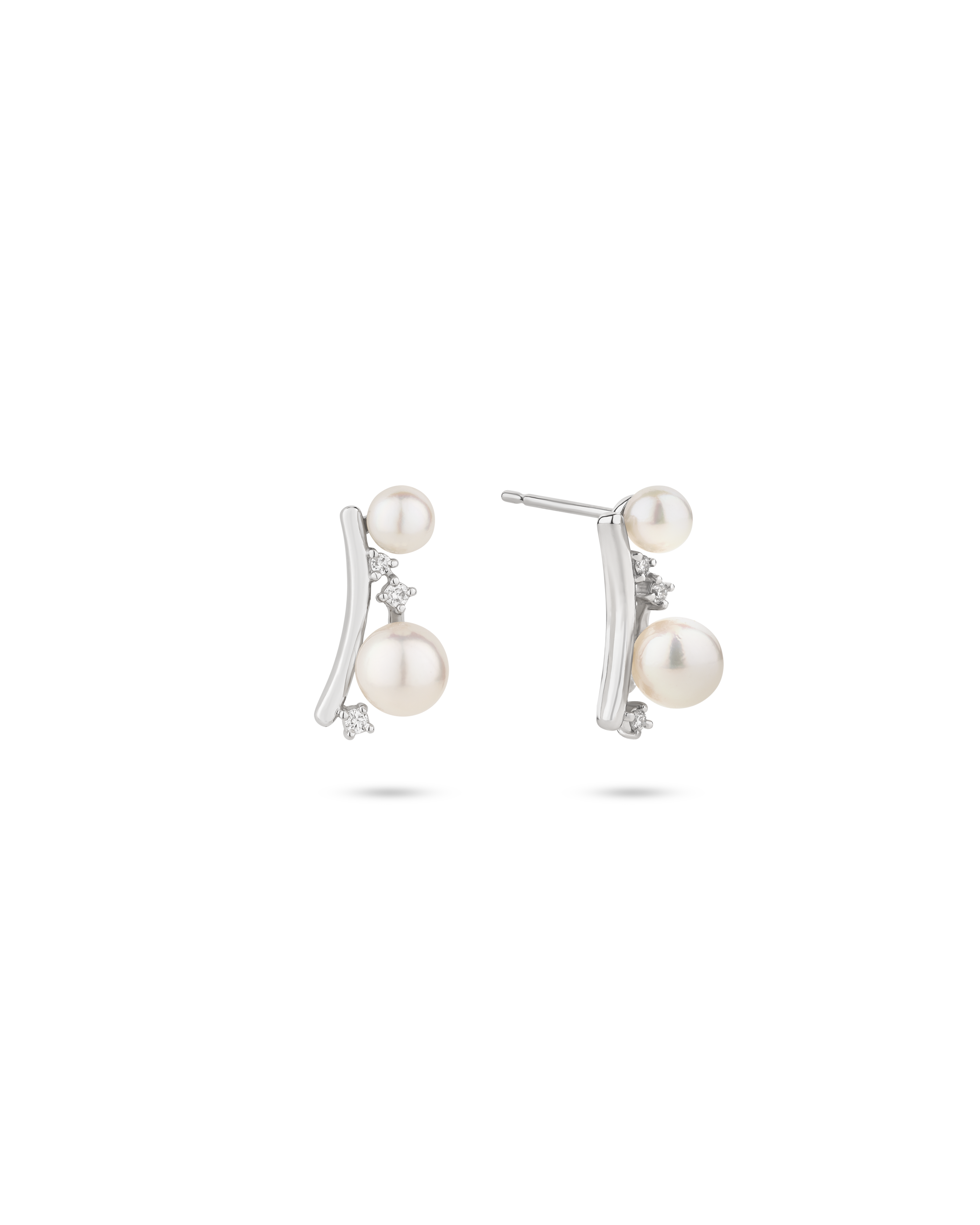Akoya Pearl and Diamond Earrings in Platinum 950 3.25 ct