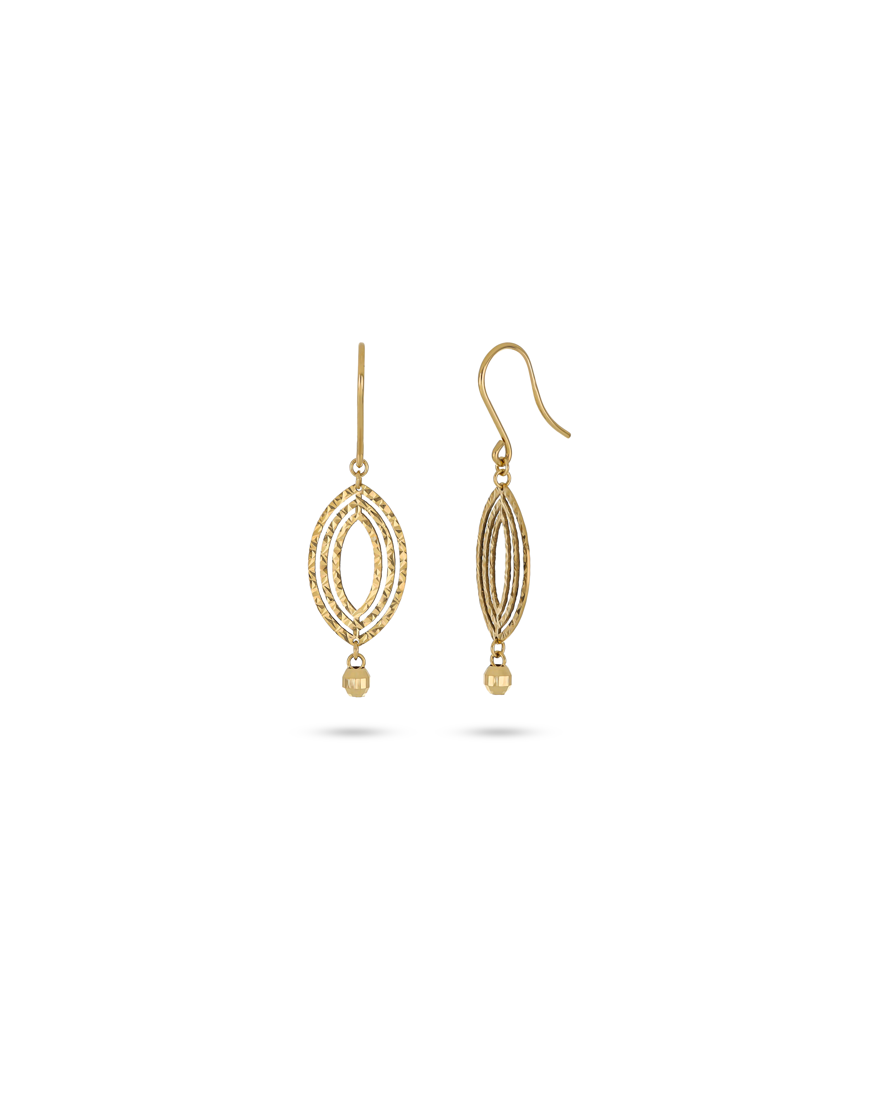 Textured Drop Earrings in 18k Yellow Gold