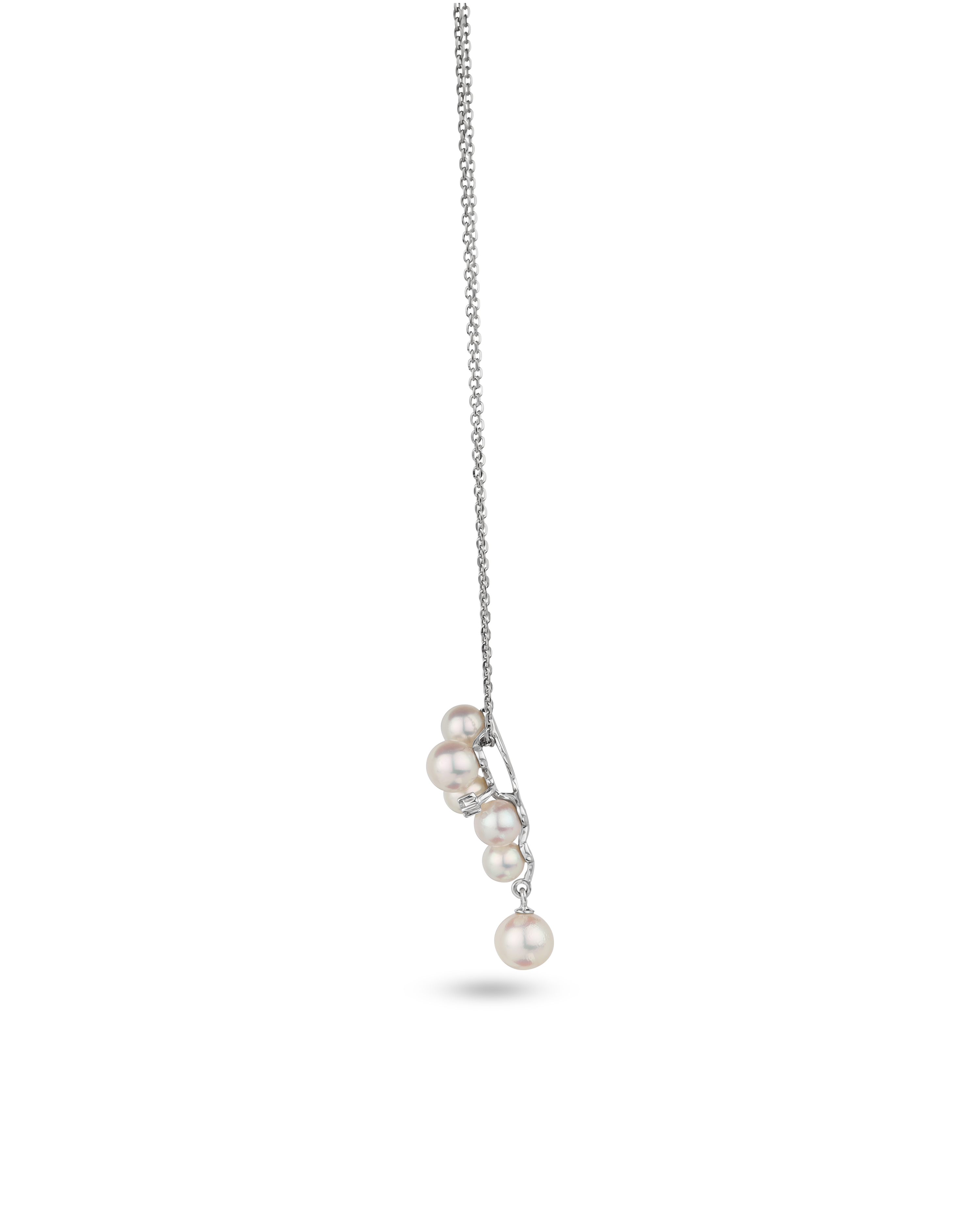 5.25 ct Multi Pearl Drop Pendant Necklace in Platinum