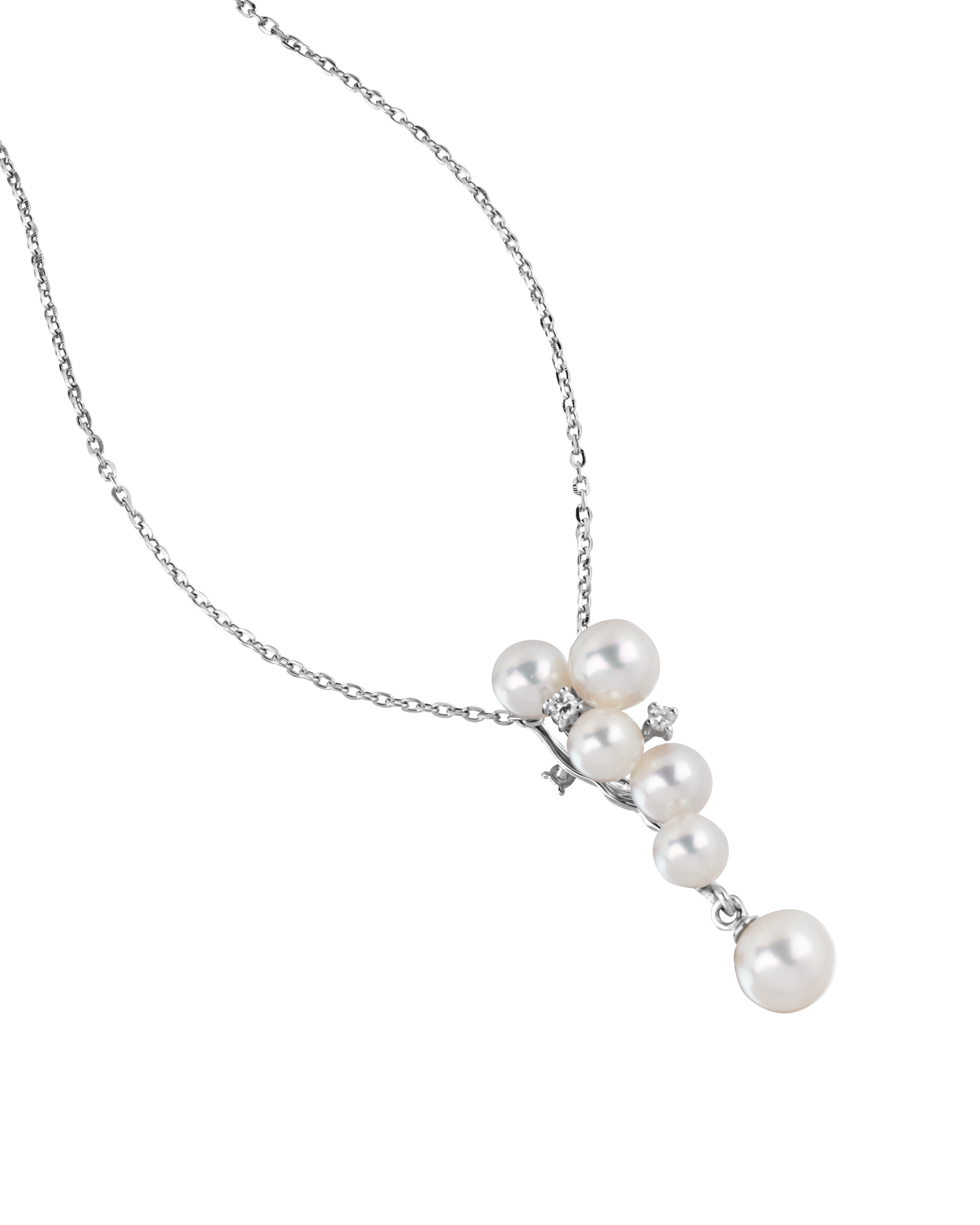 5.25 ct Multi Pearl Drop Pendant Necklace in Platinum