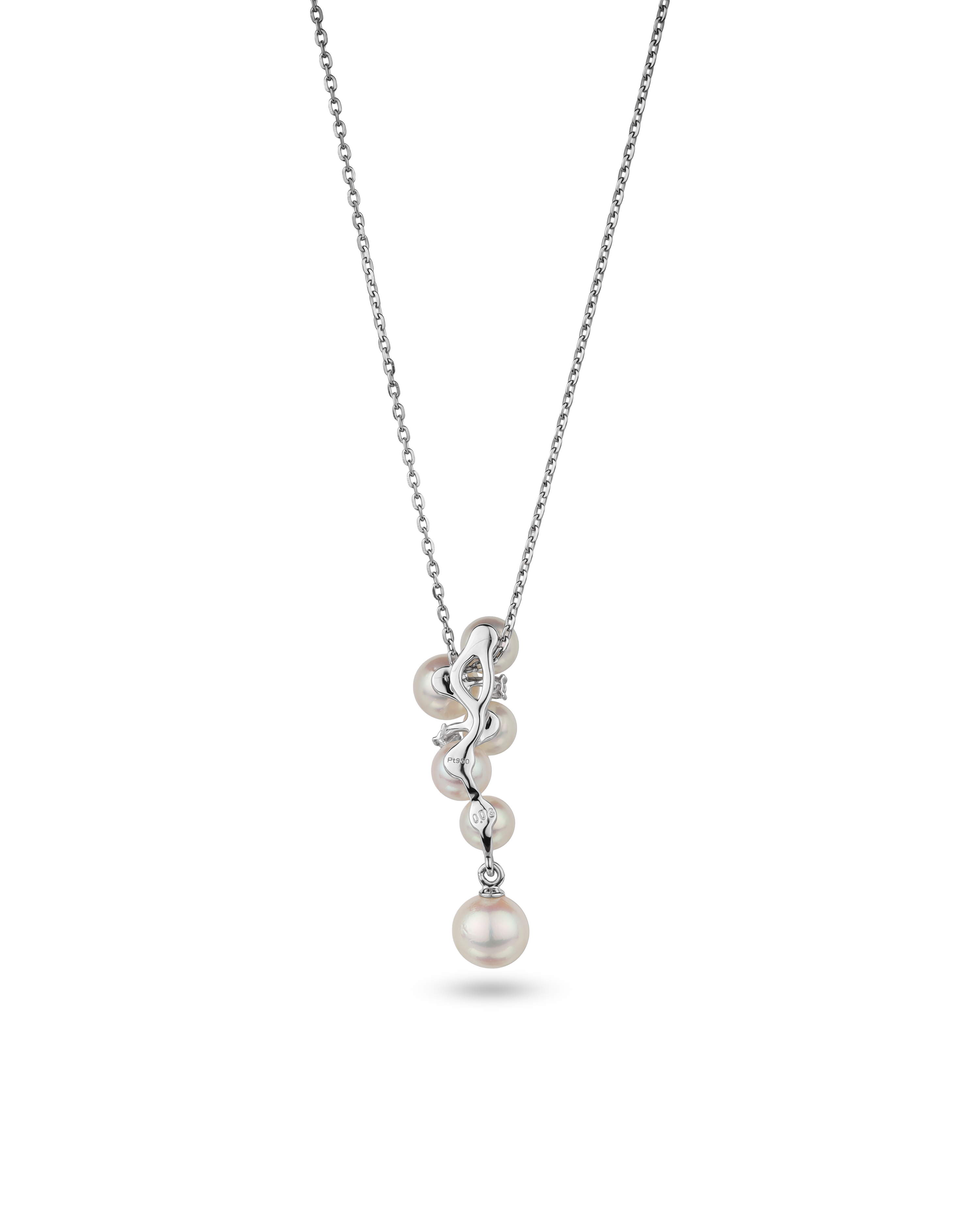 5.25 ct Multi Pearl Drop Pendant Necklace in Platinum