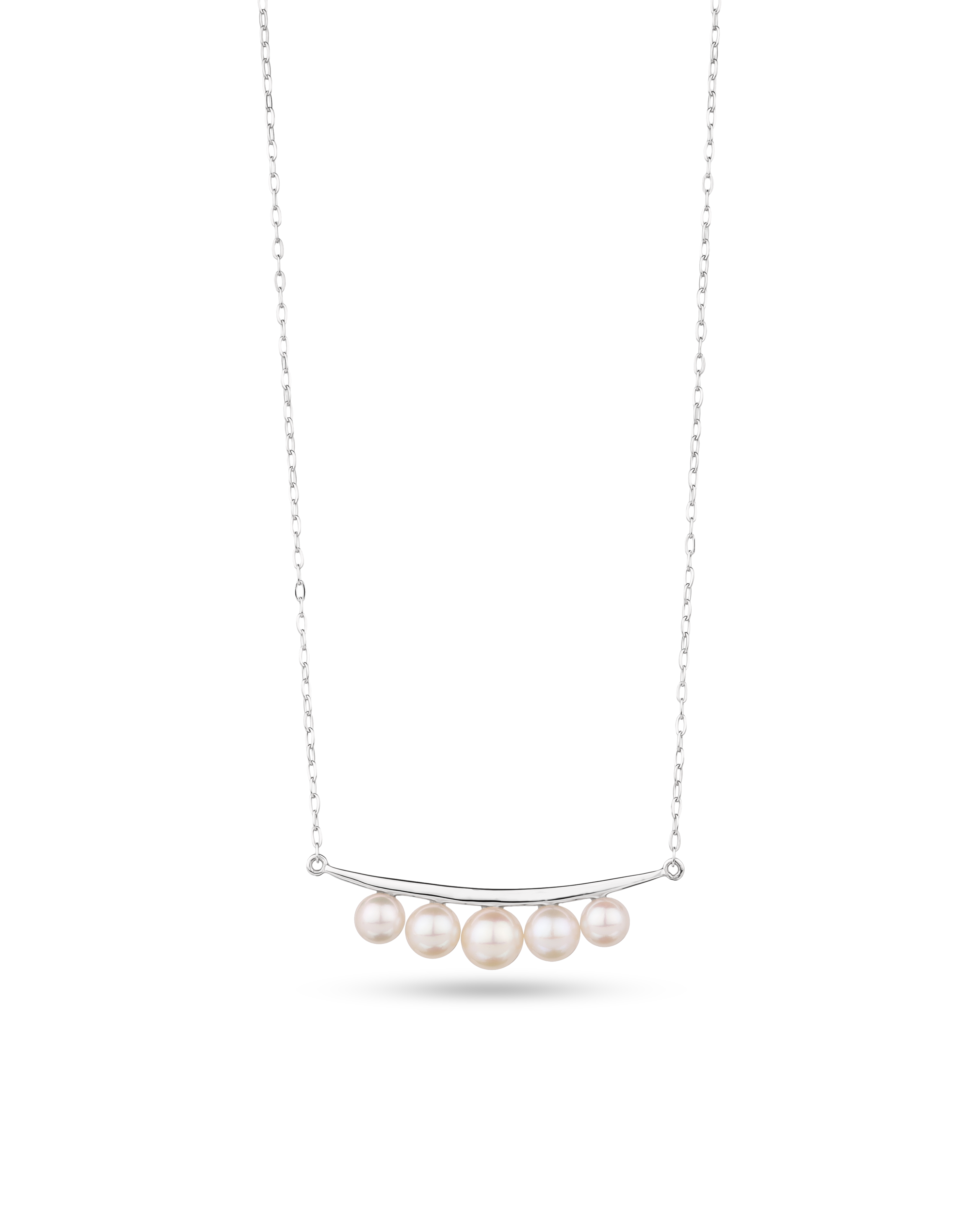 Platinum Akoya Pearl Three Stone Pendant Necklace