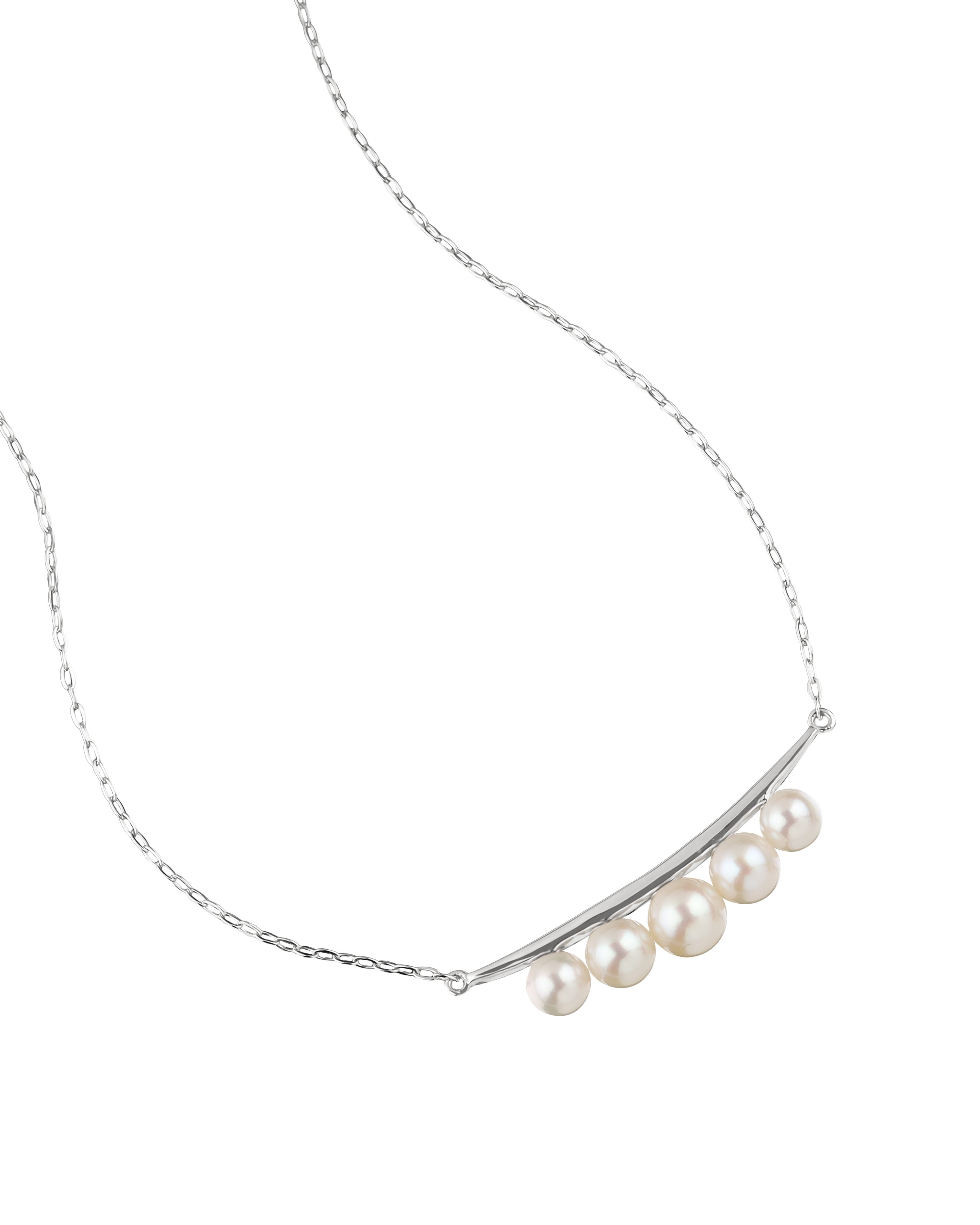 Platinum Akoya Pearl Three Stone Pendant Necklace