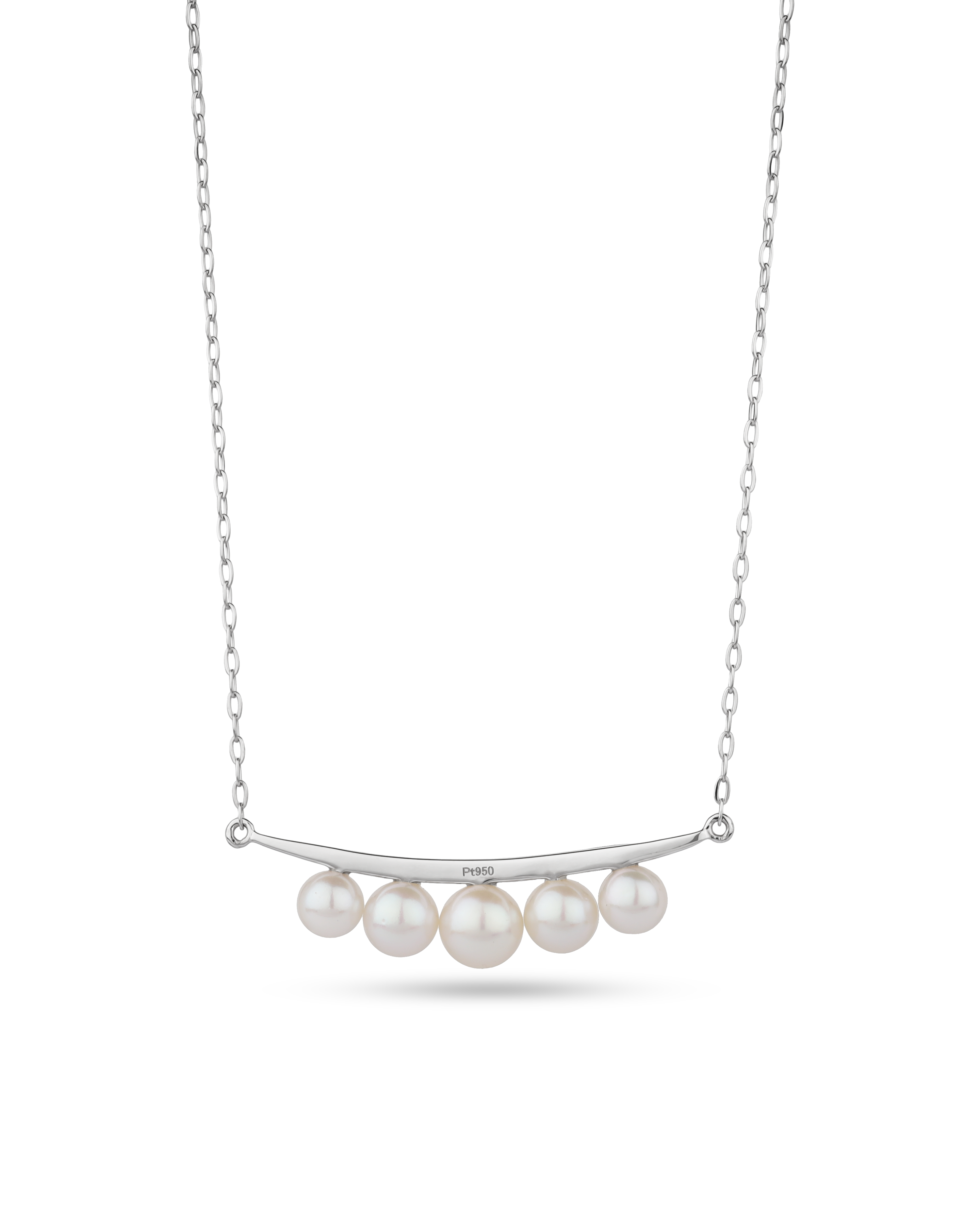 Platinum Akoya Pearl Three Stone Pendant Necklace