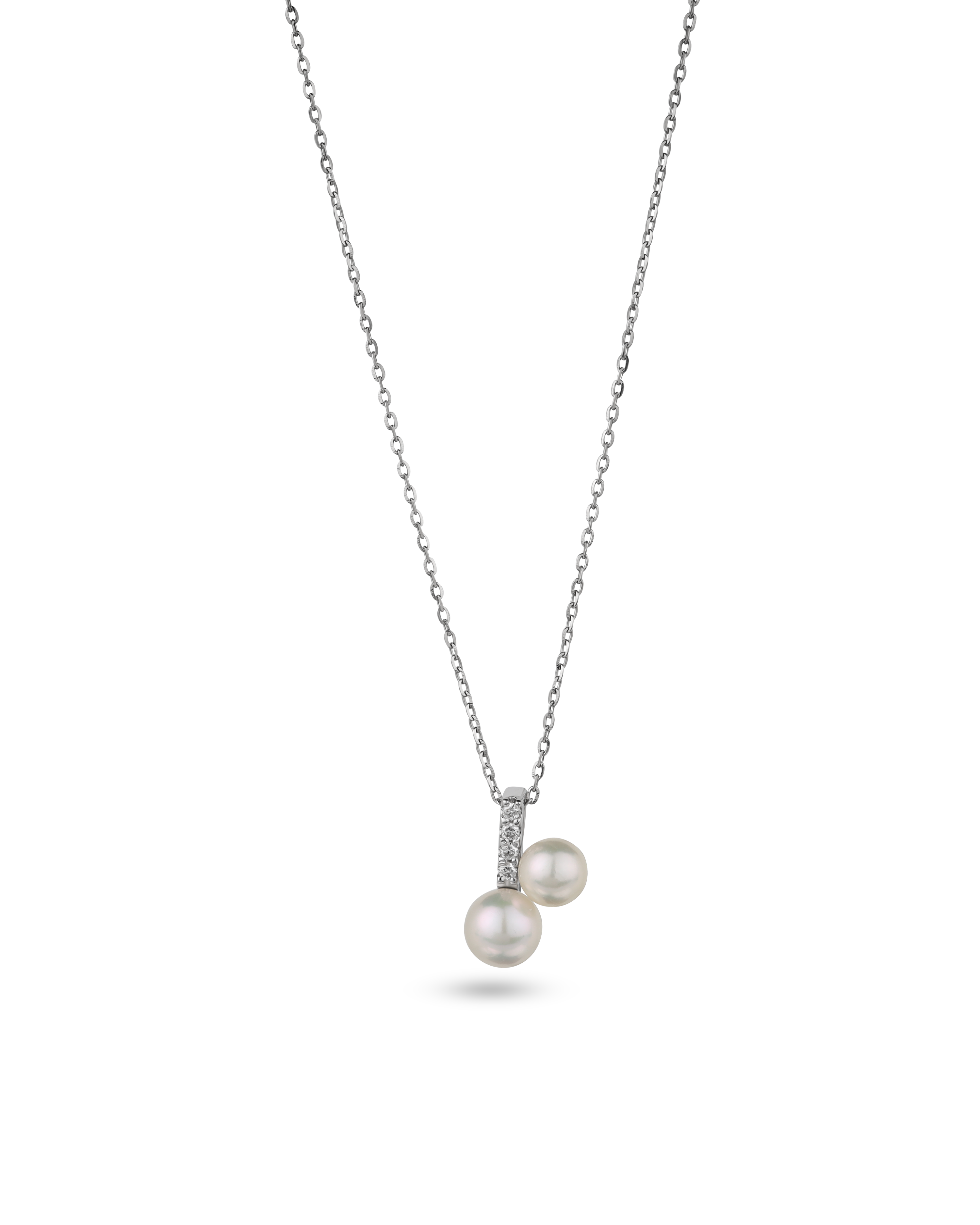 2.1 ct Dual Pearl Drop Pendant Necklace Classic Pearl Pendant Look
