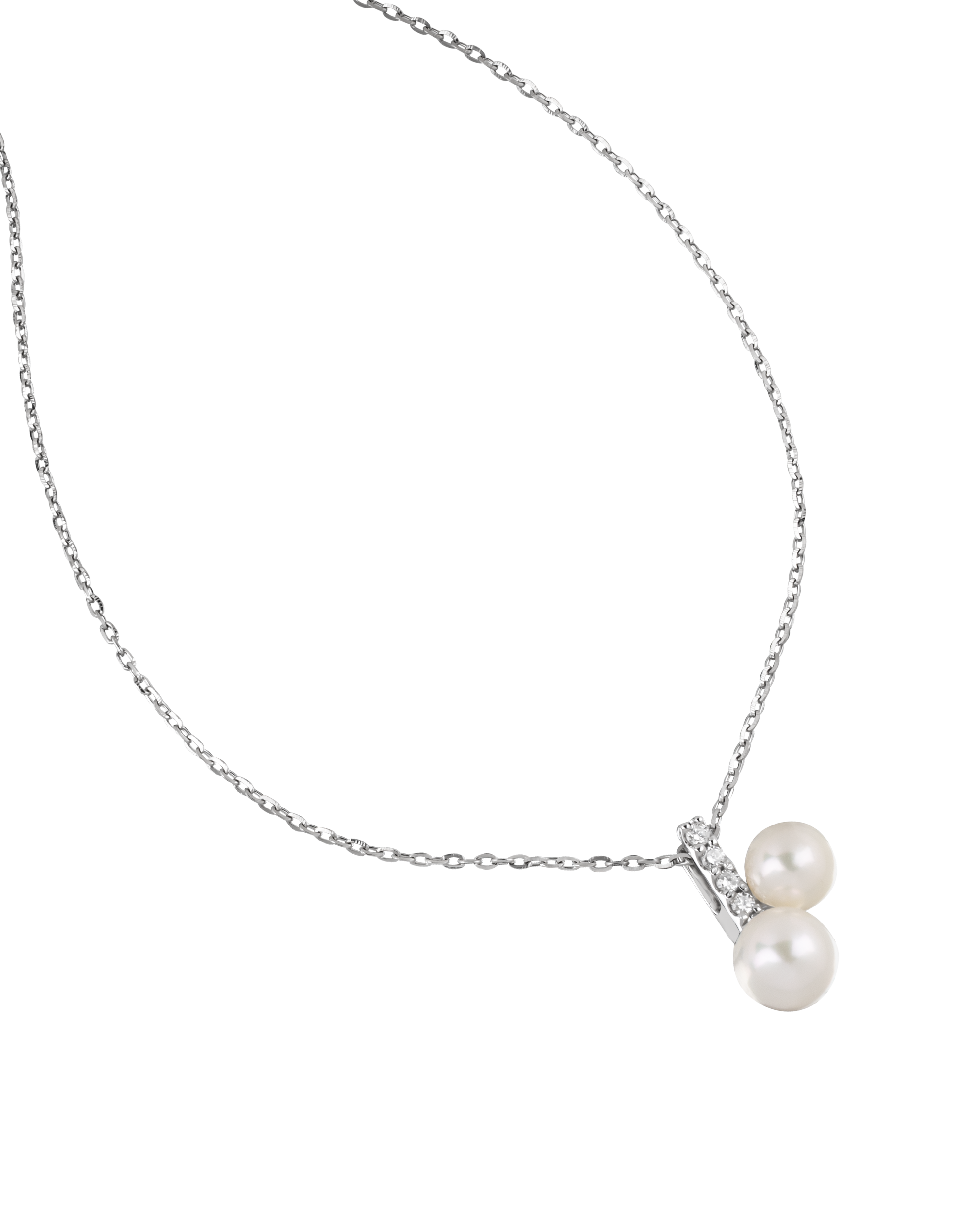 2.1 ct Dual Pearl Drop Pendant Necklace Classic Pearl Pendant Look