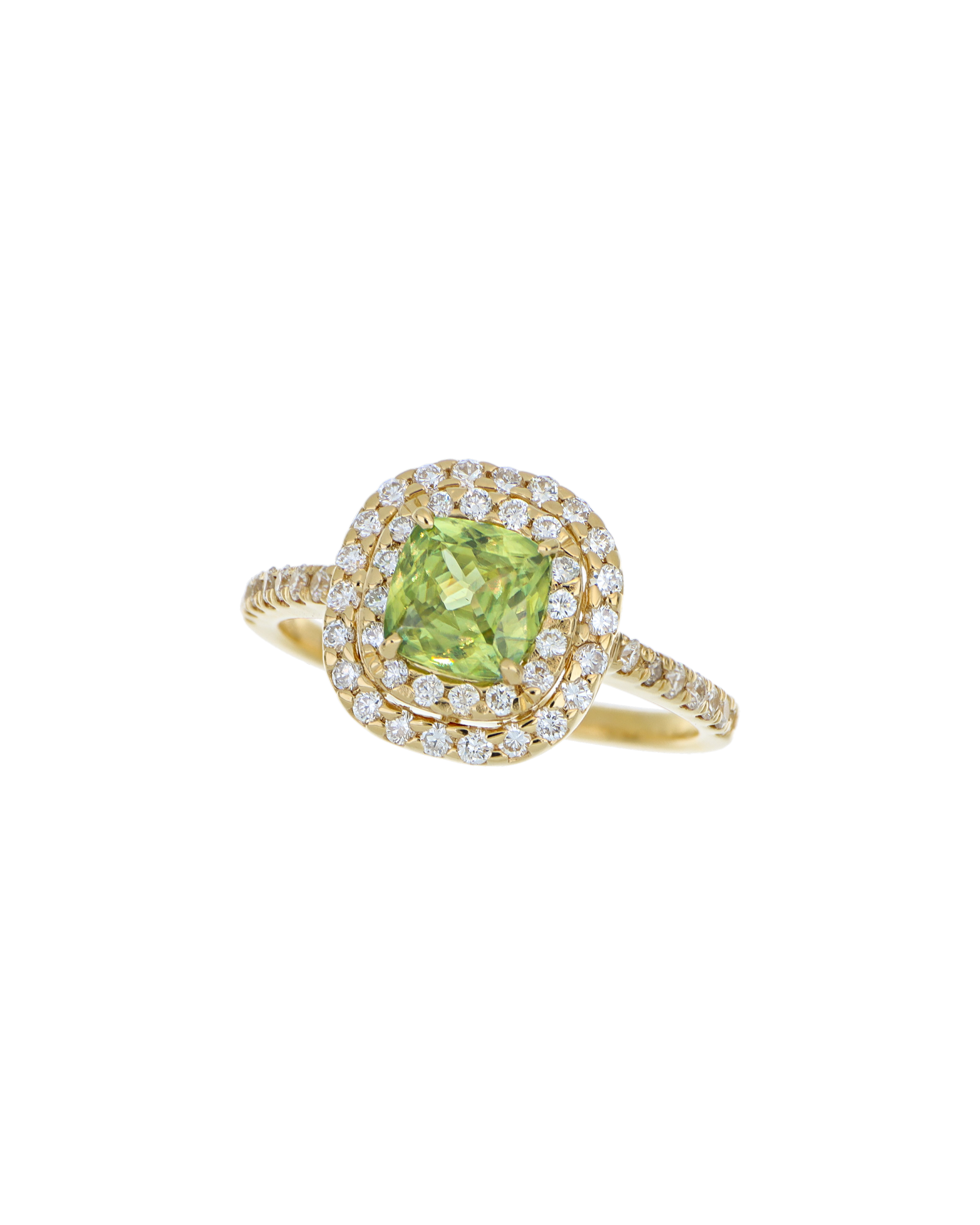 Premium Sphene Yellow Gold Ring With Diamond