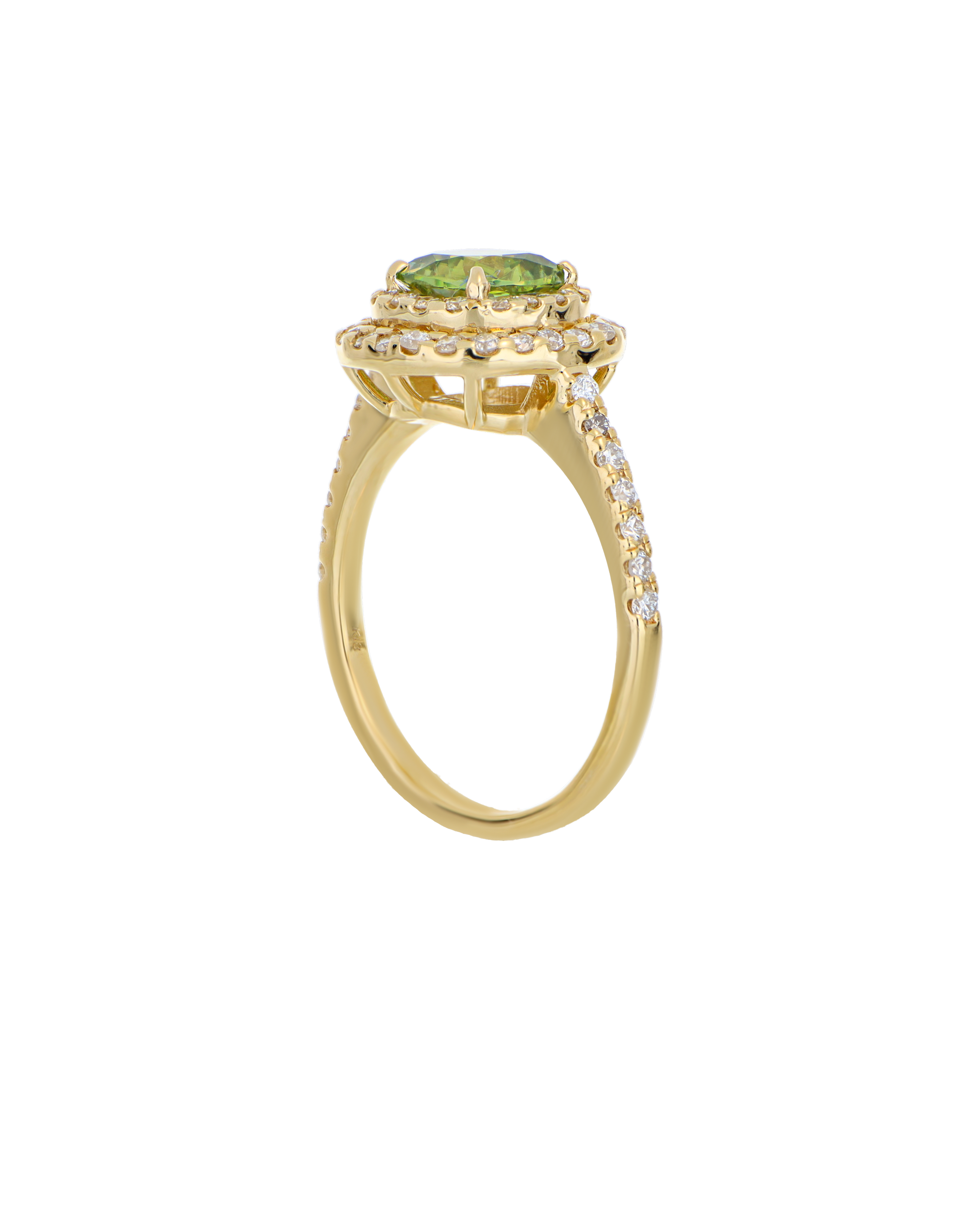Premium Sphene Yellow Gold Ring With Diamond