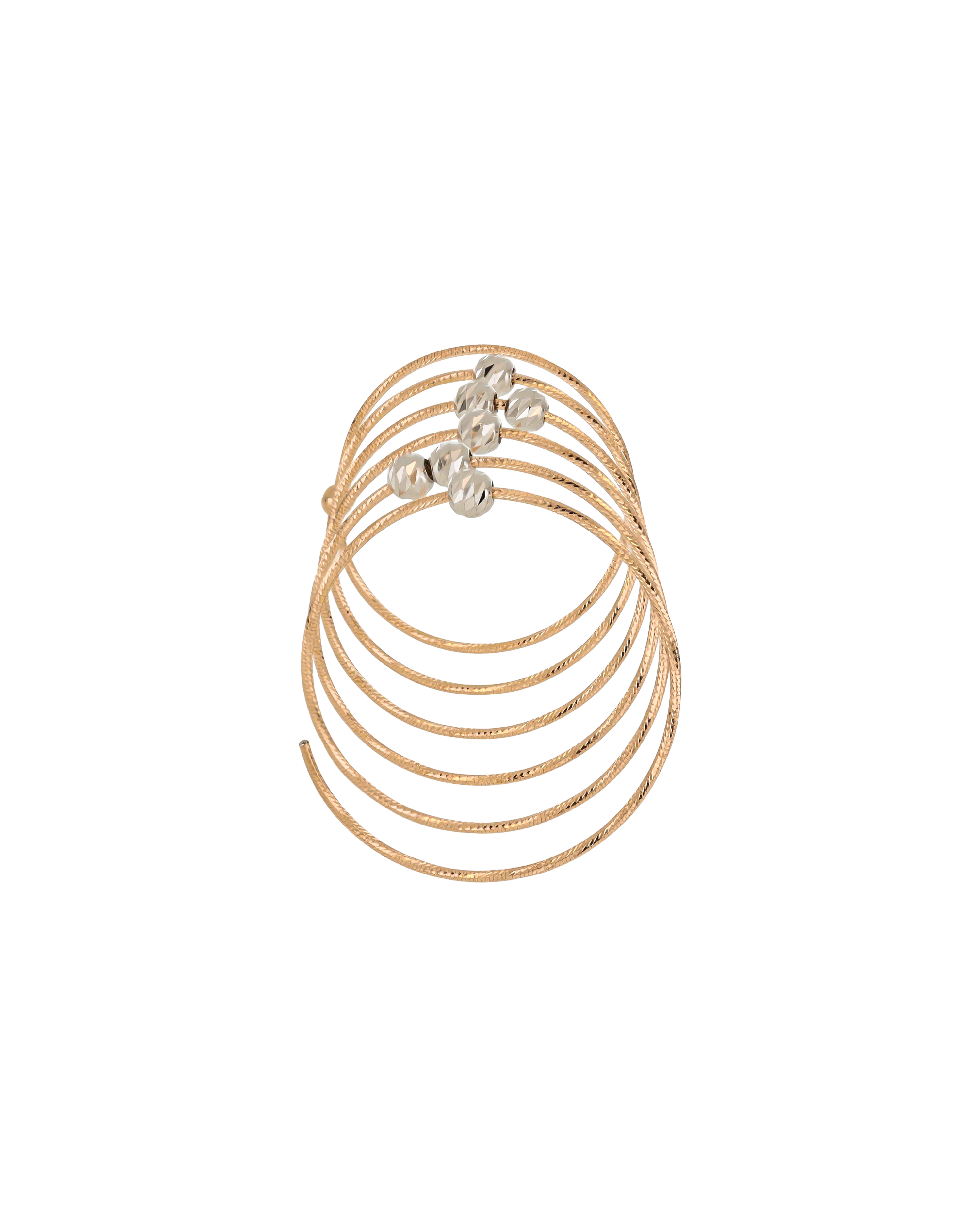 Two Tone Spiral Bead Wrap Fashion Ring