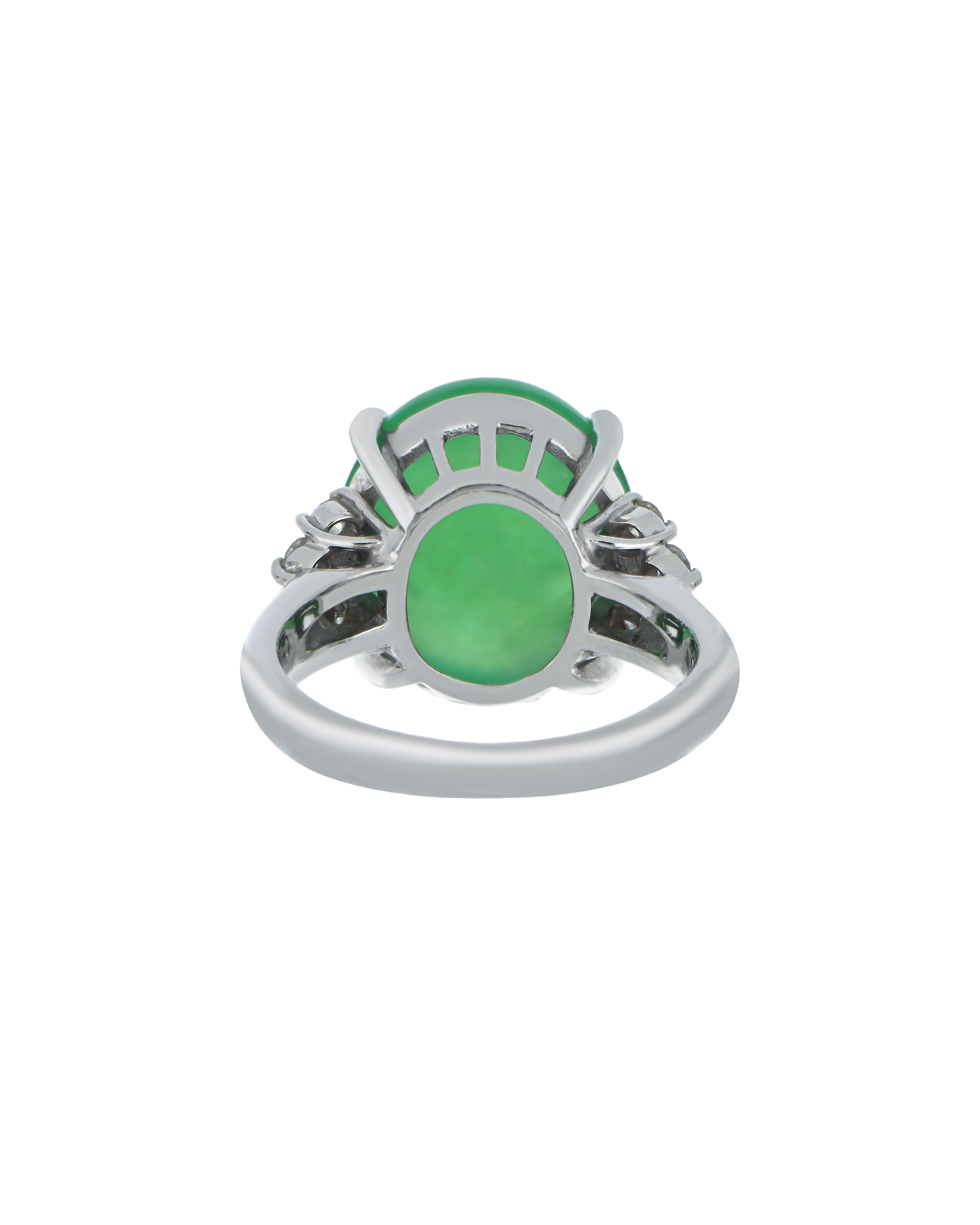 Jade Oval Motif Ring With Bold Platinum Band