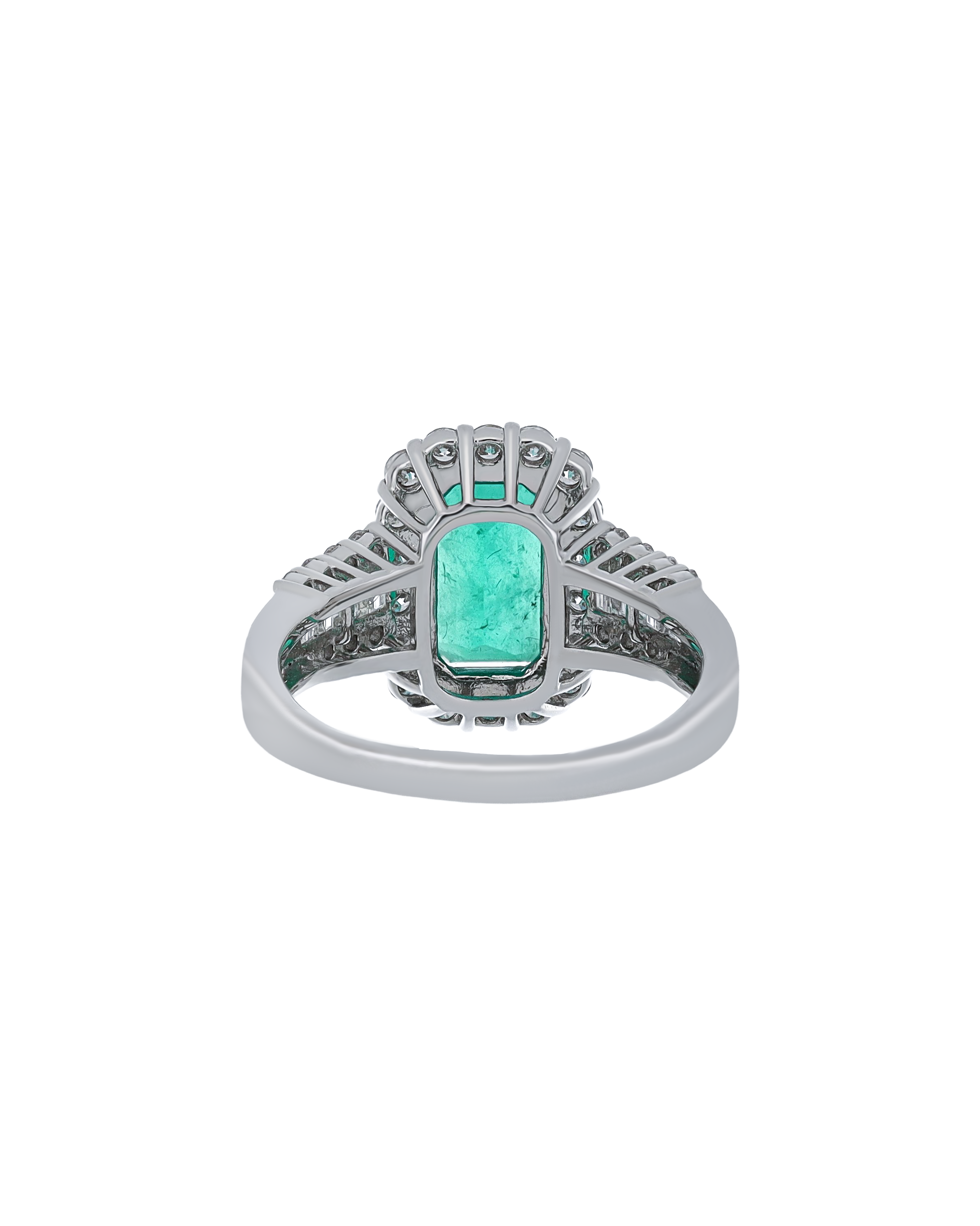 Platinum Emerald Wedding Ring With Diamond Accents
