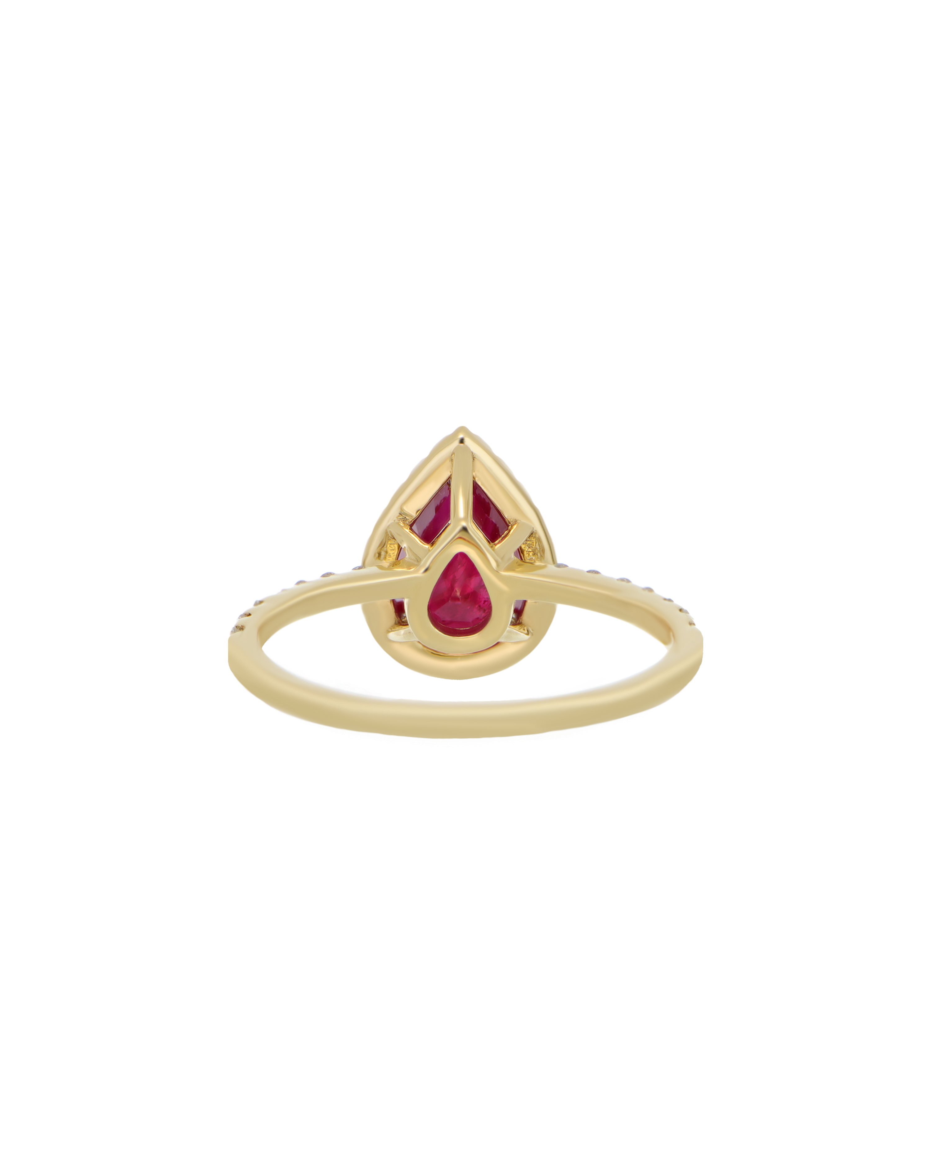 July Birthstone Pear-Cut Ruby Ring In Yellow Gold