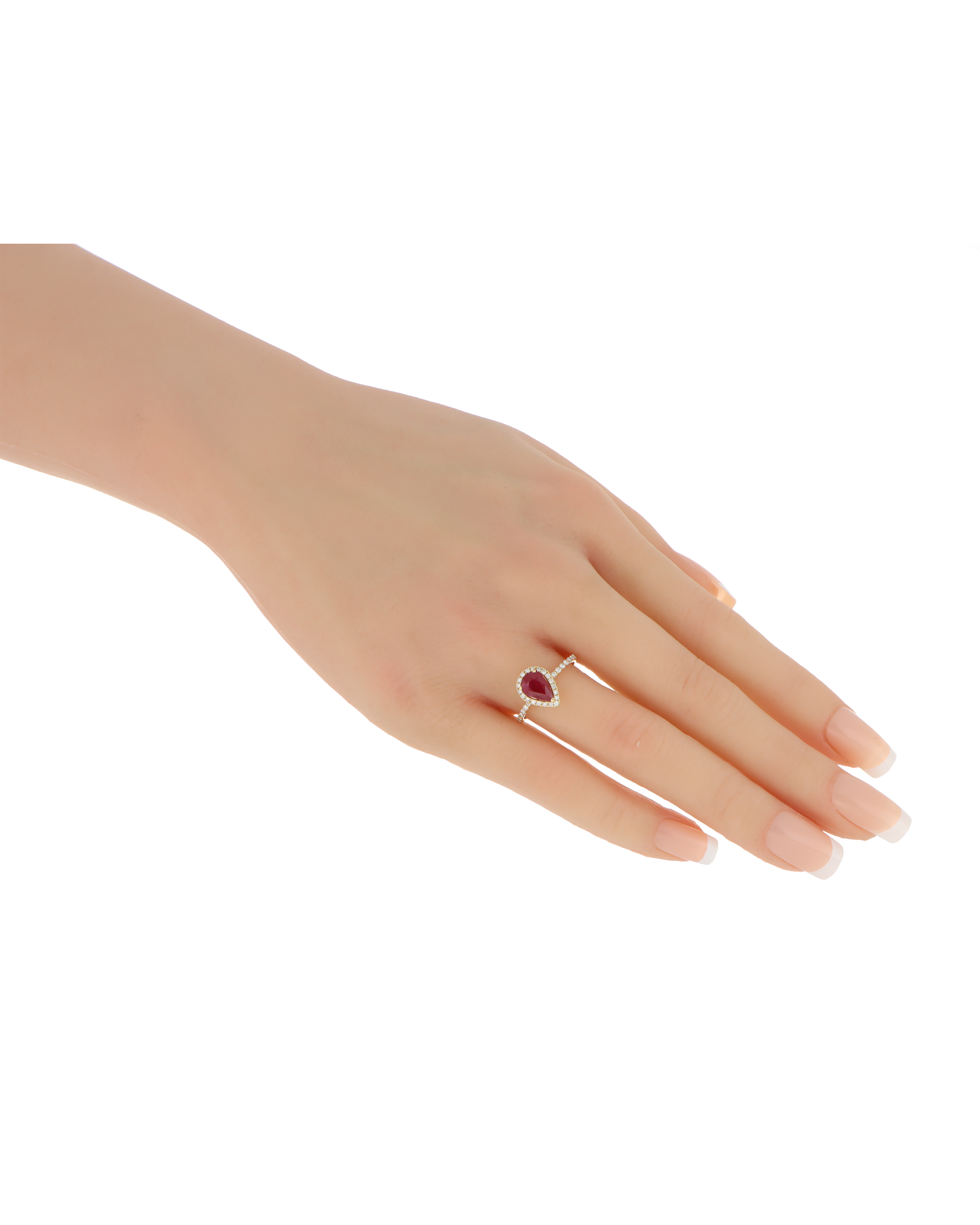 July Birthstone Pear-Cut Ruby Ring In Yellow Gold