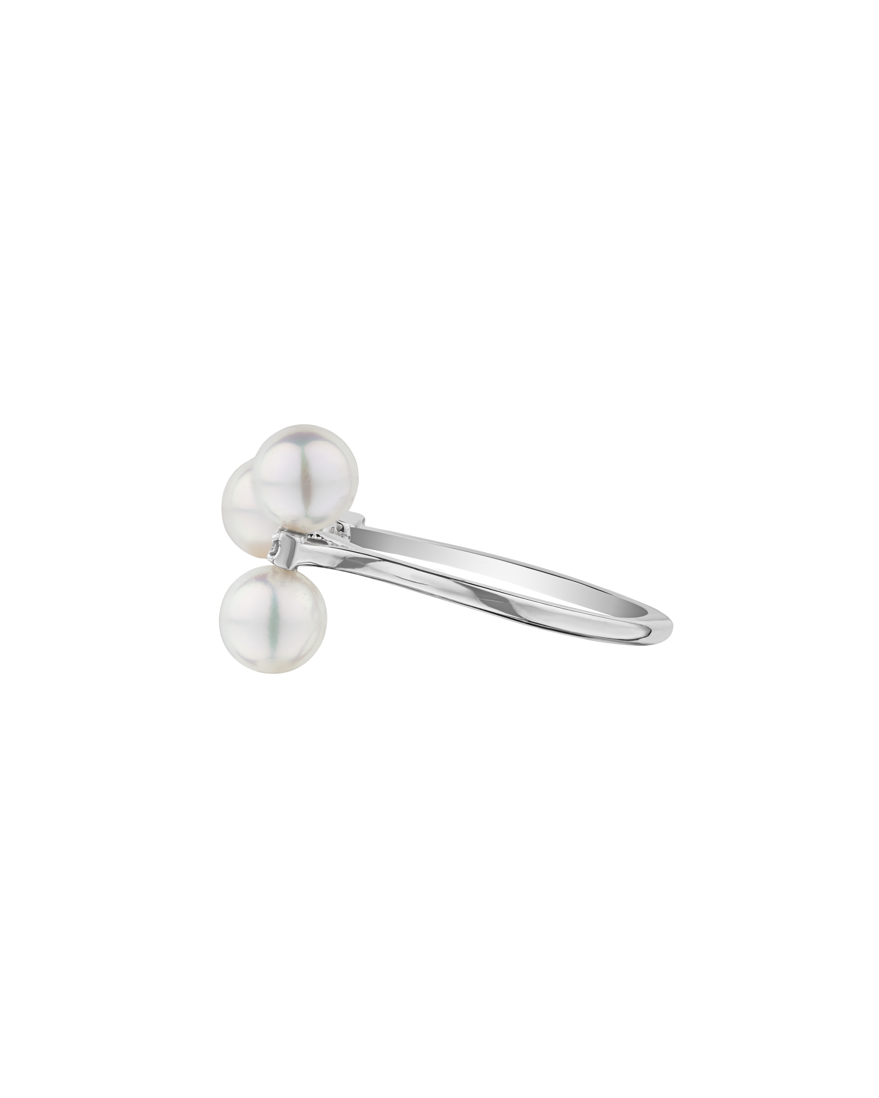 Platinum Akoya Baby Pearl Contemporary Ring - Round Pearls