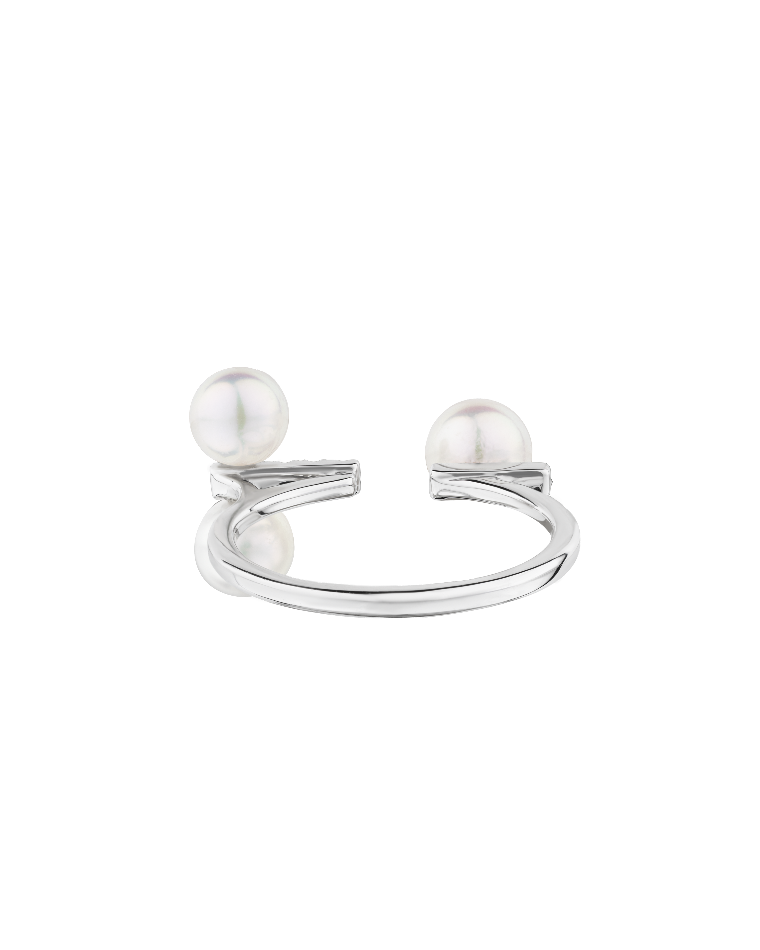 Platinum Akoya Baby Pearl Contemporary Ring - Round Pearls