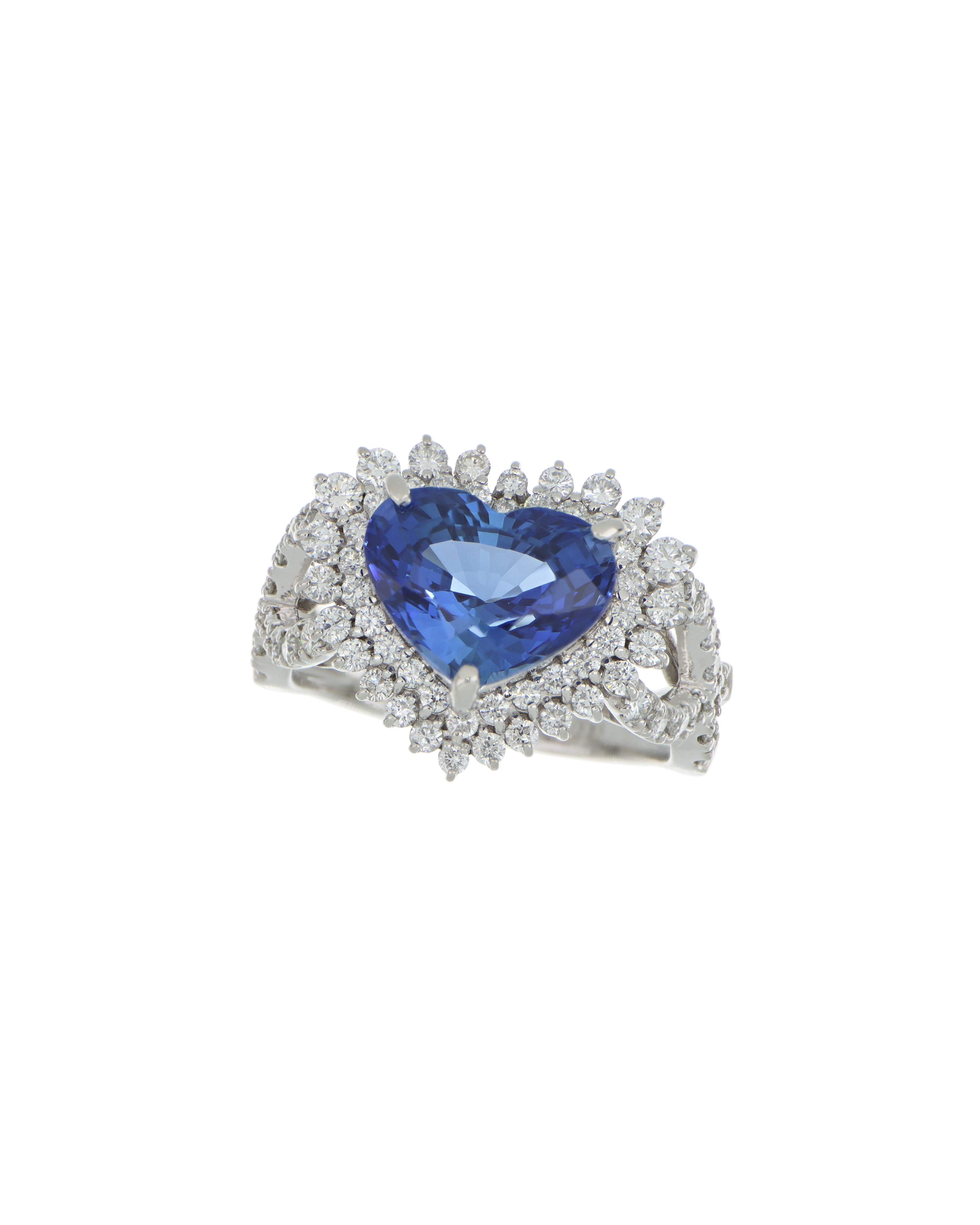 40063 Heart Platinum Sapphire Ring 9.69ct Sapphire Heart Ring with Diamond