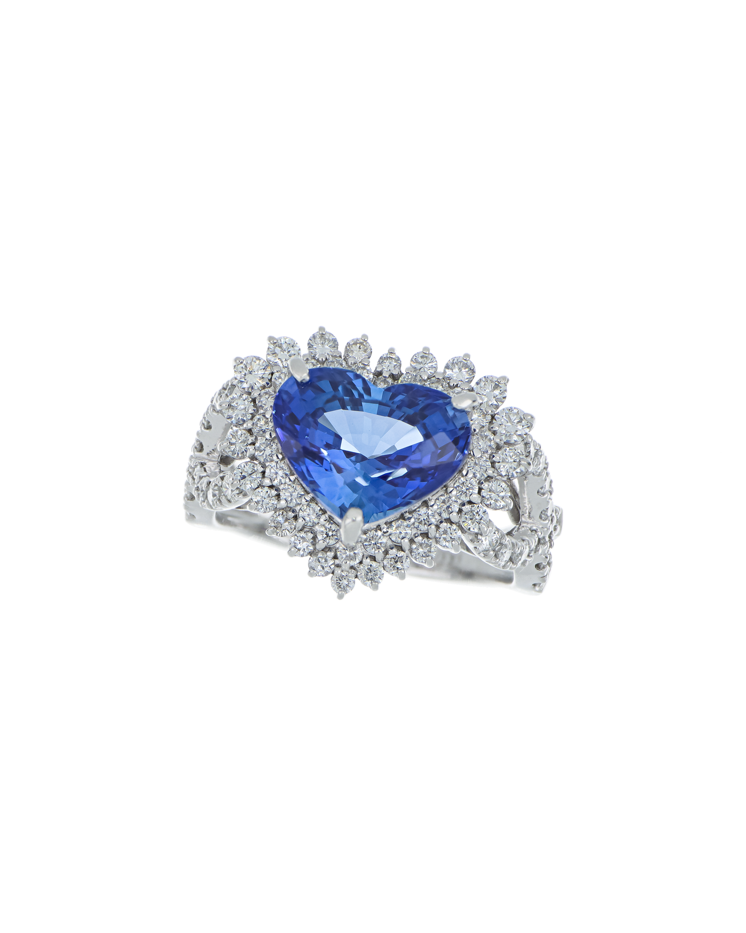 Heart-Shaped Blue Sapphire Ring with Infinity Band