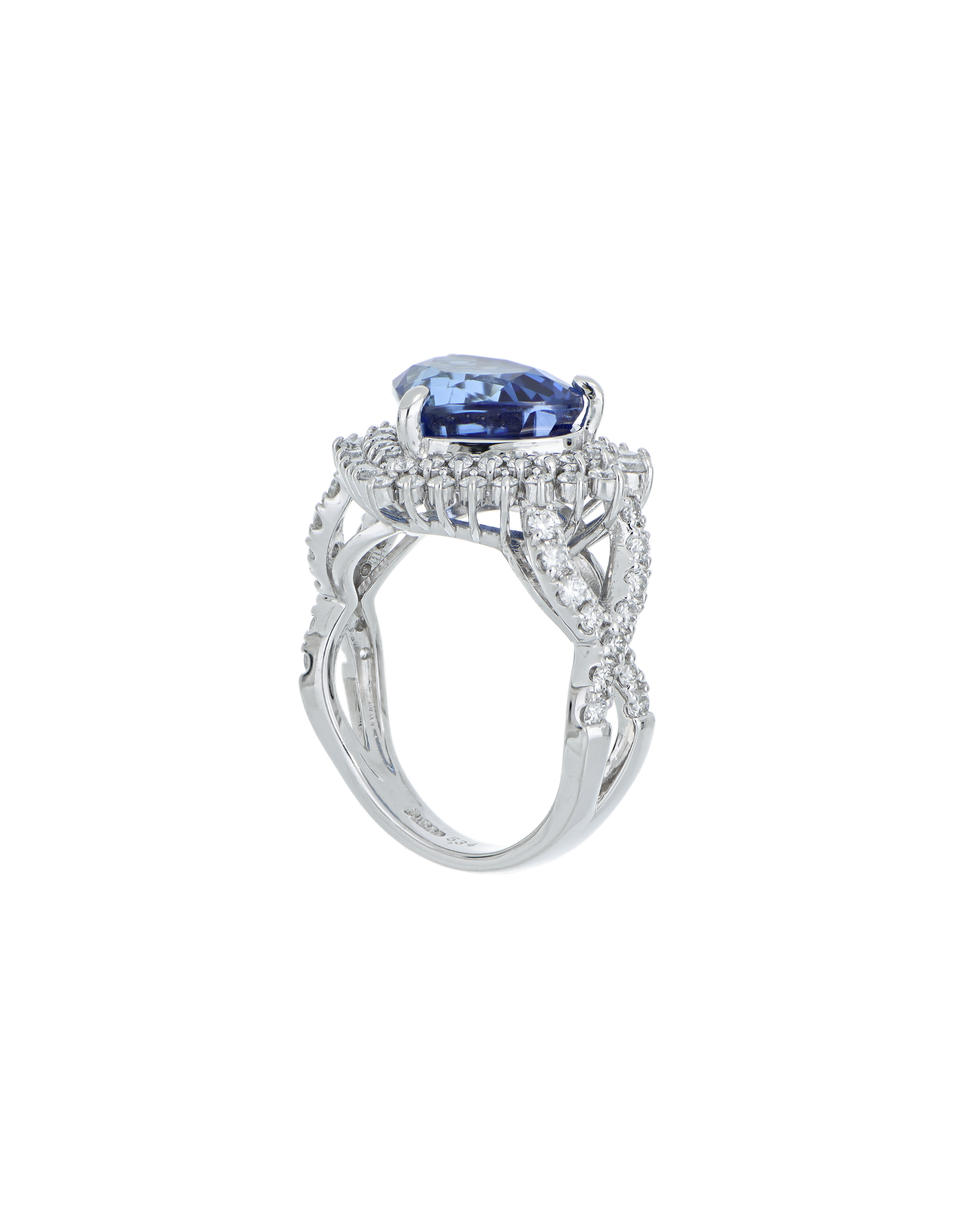 Heart-Shaped Blue Sapphire Ring with Infinity Band