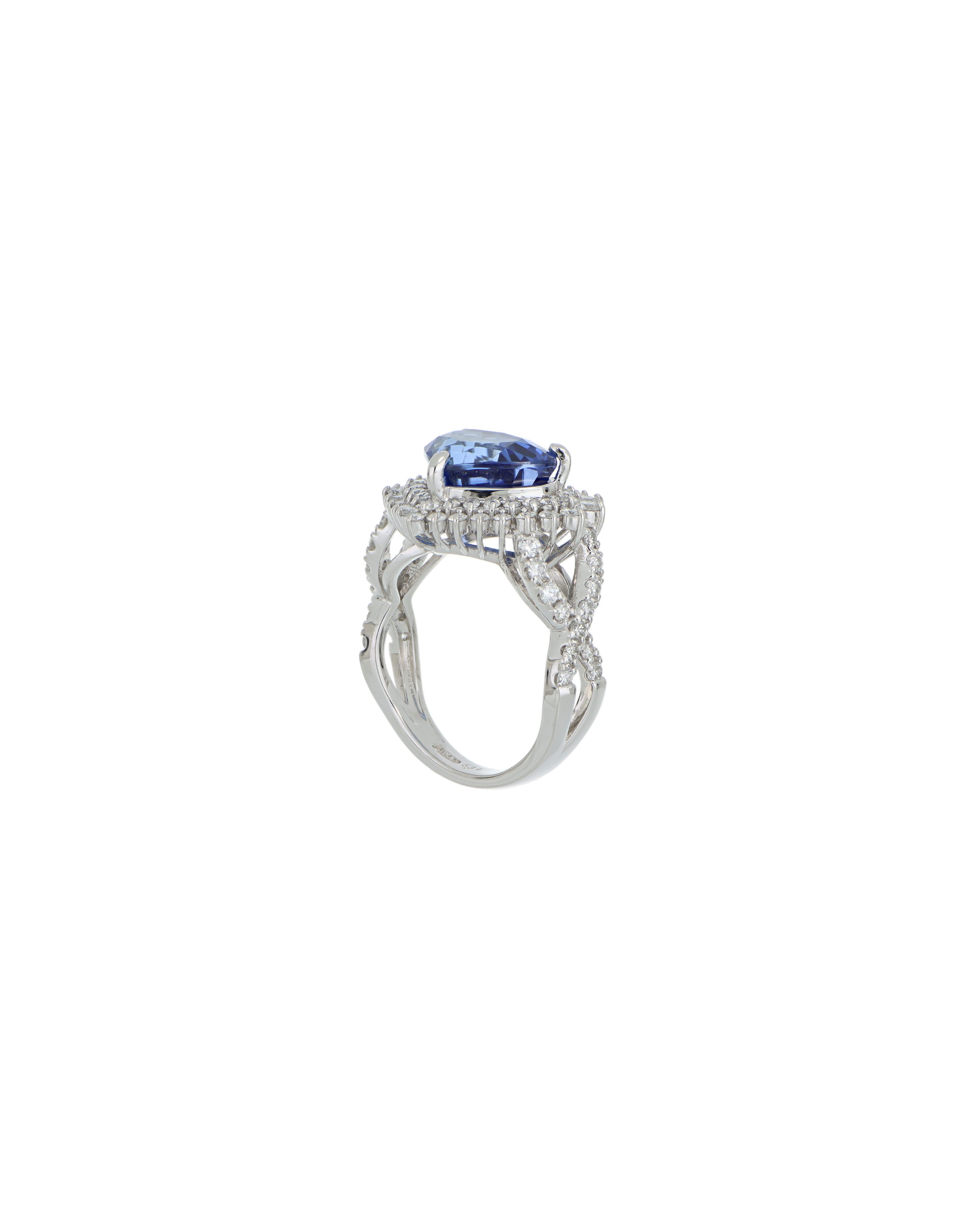 40063 Heart Platinum Sapphire Ring 9.69ct Sapphire Heart Ring with Diamond