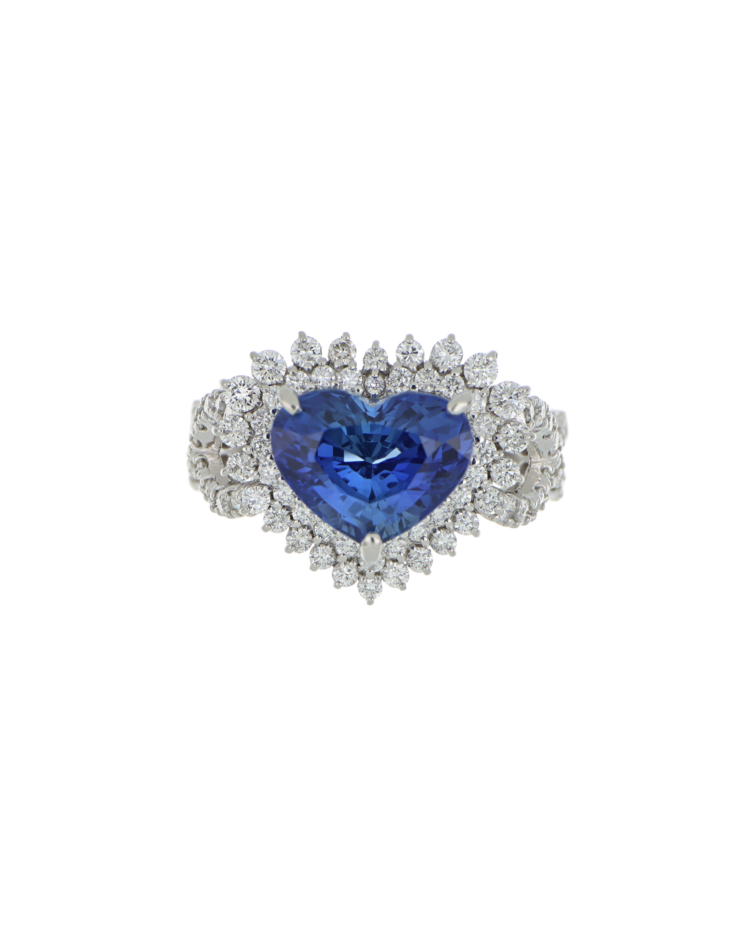 40063 Heart Platinum Sapphire Ring 9.69ct Sapphire Heart Ring with Diamond