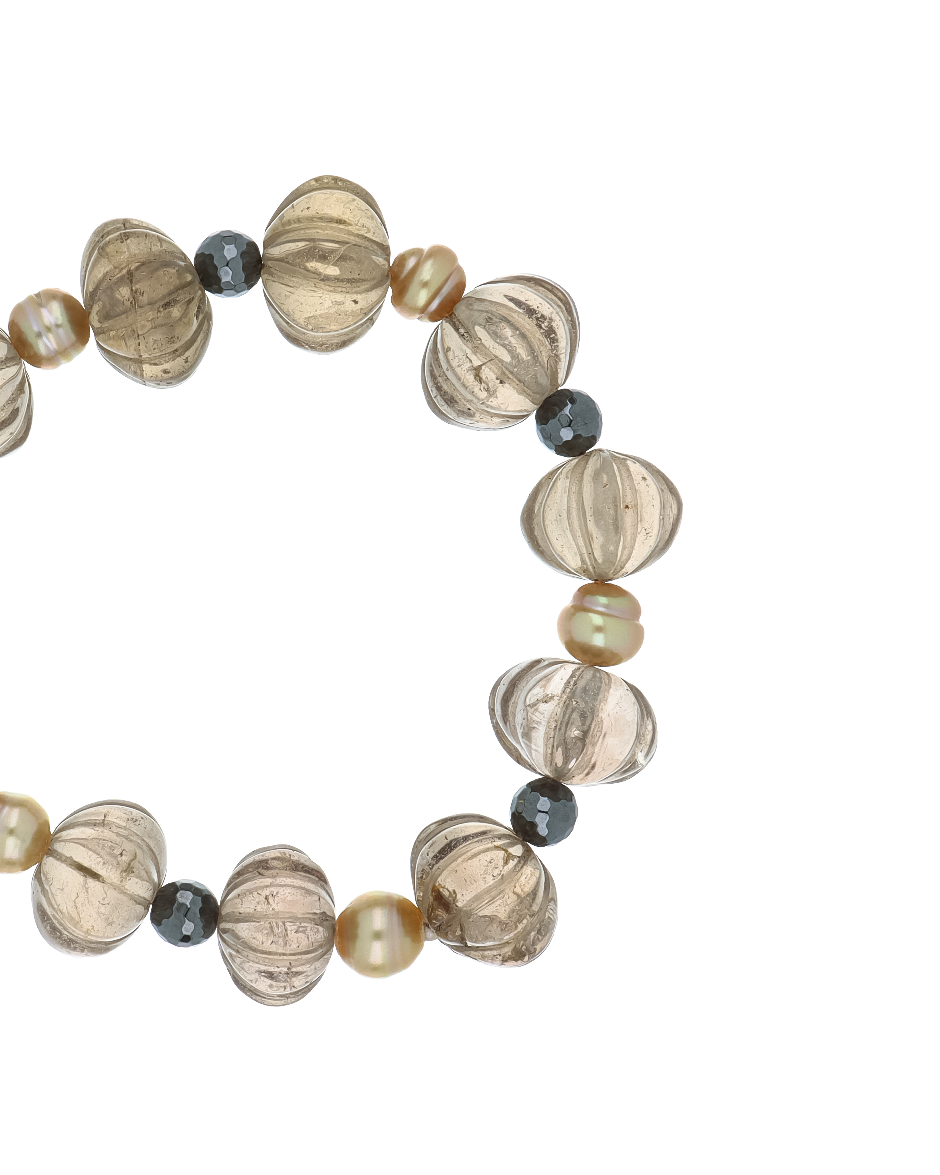 Silver Smoky Quartz Beaded Bracelet