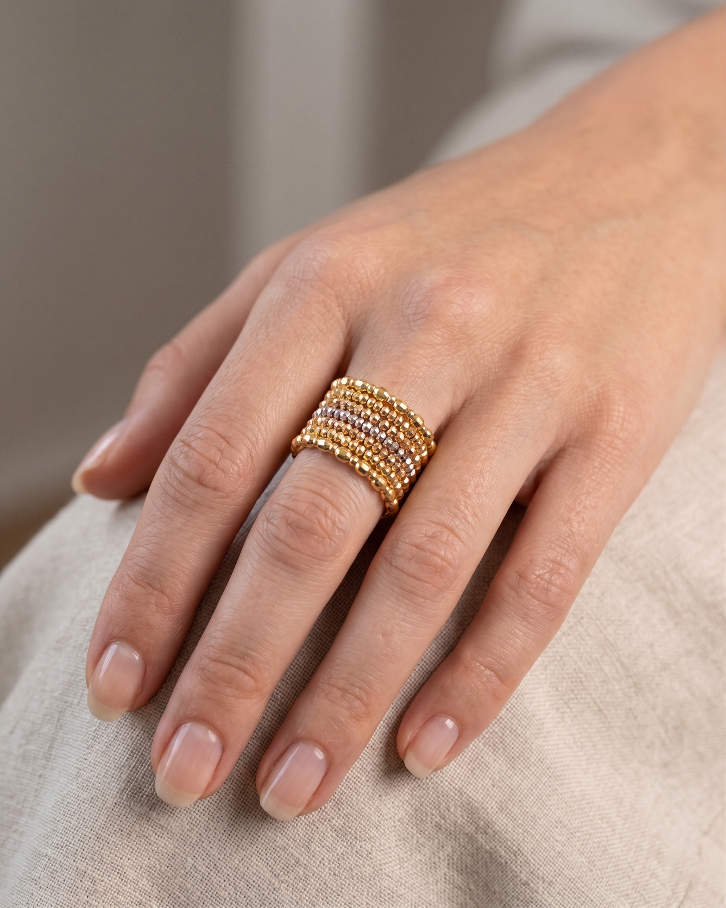 Tri-Tone Gold Multi-Band Flexi Ring