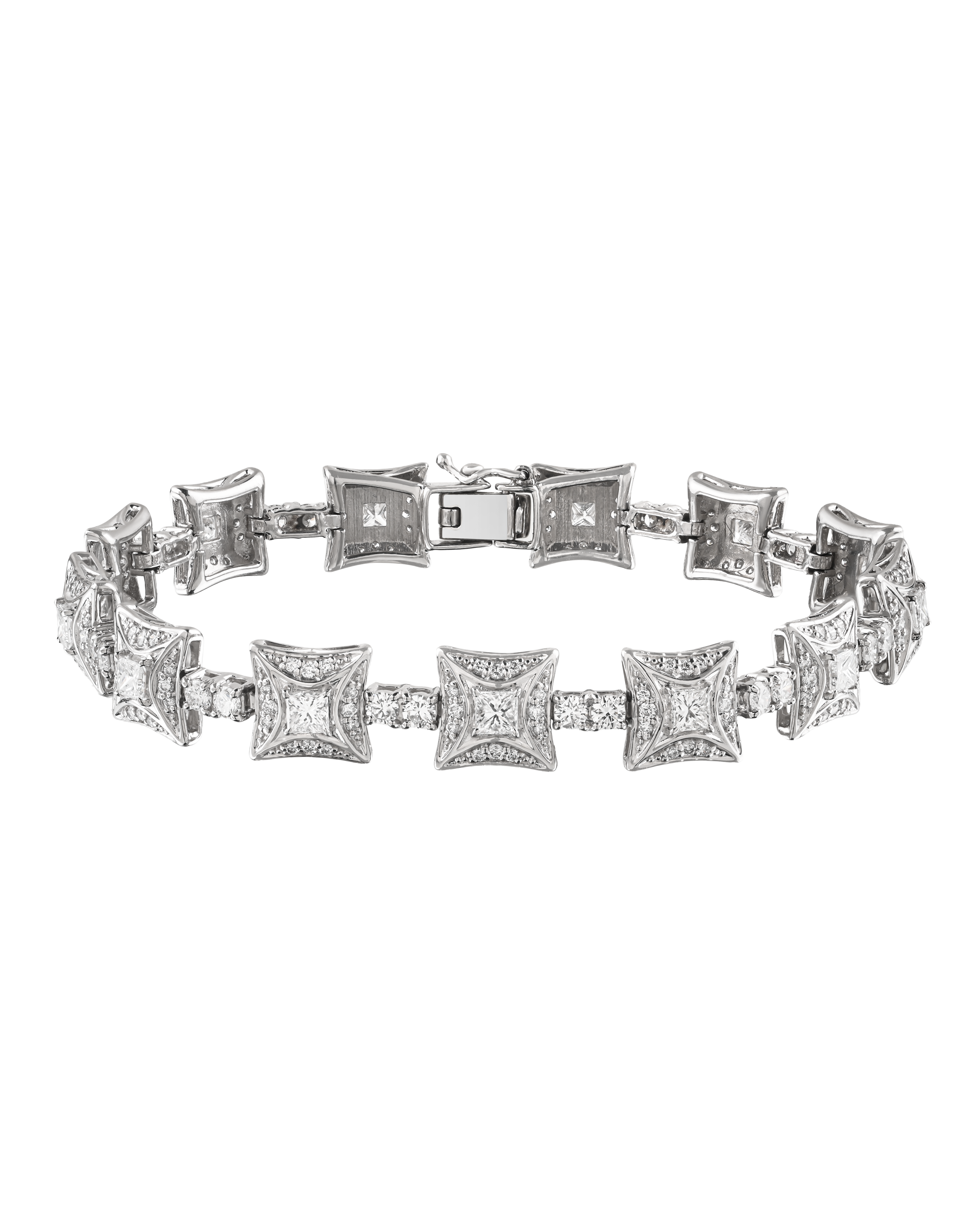 Square-Inspired Diamond Platinum 900 Diamond Link Bracelet