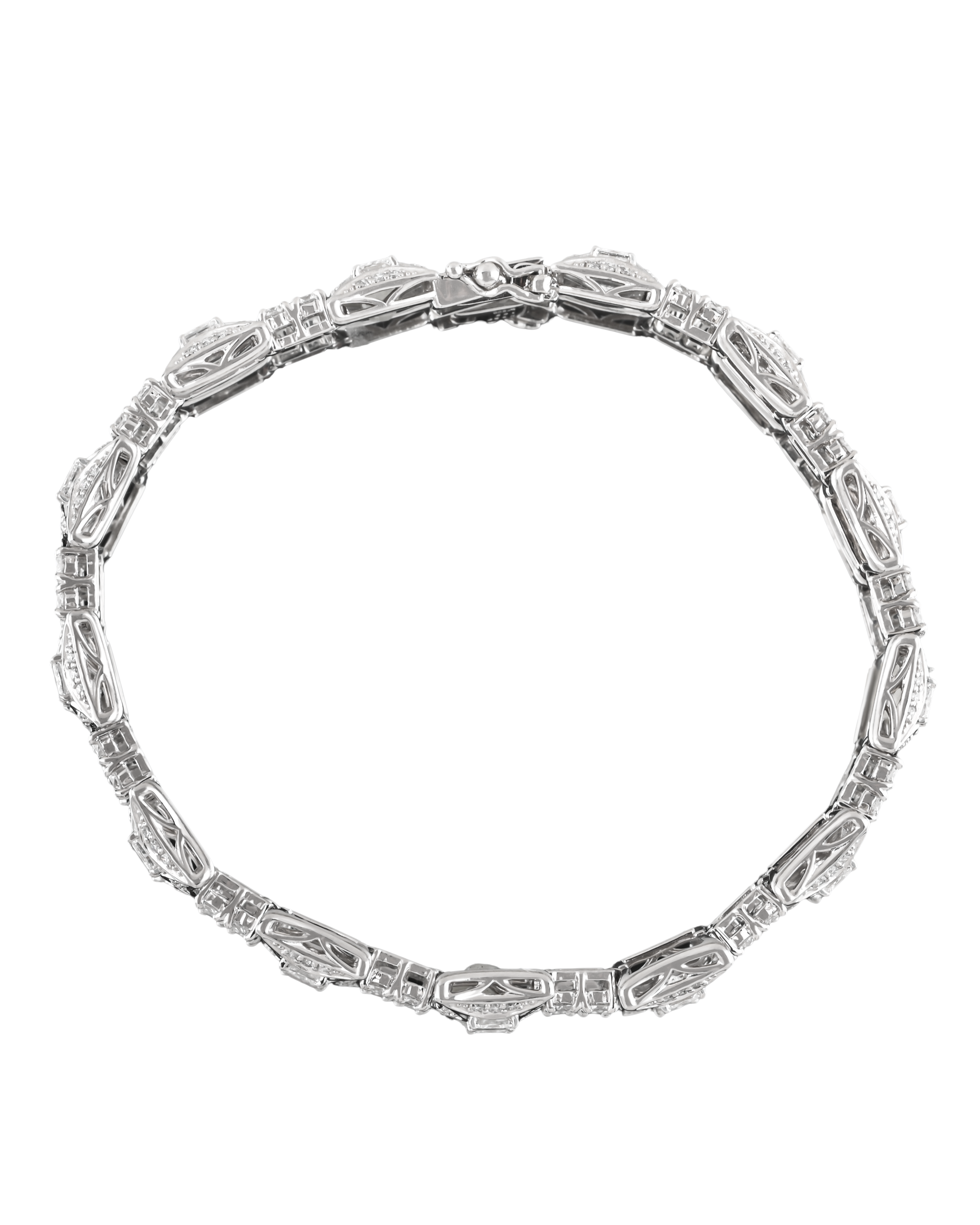 Square-Inspired Diamond Platinum 900 Diamond Link Bracelet