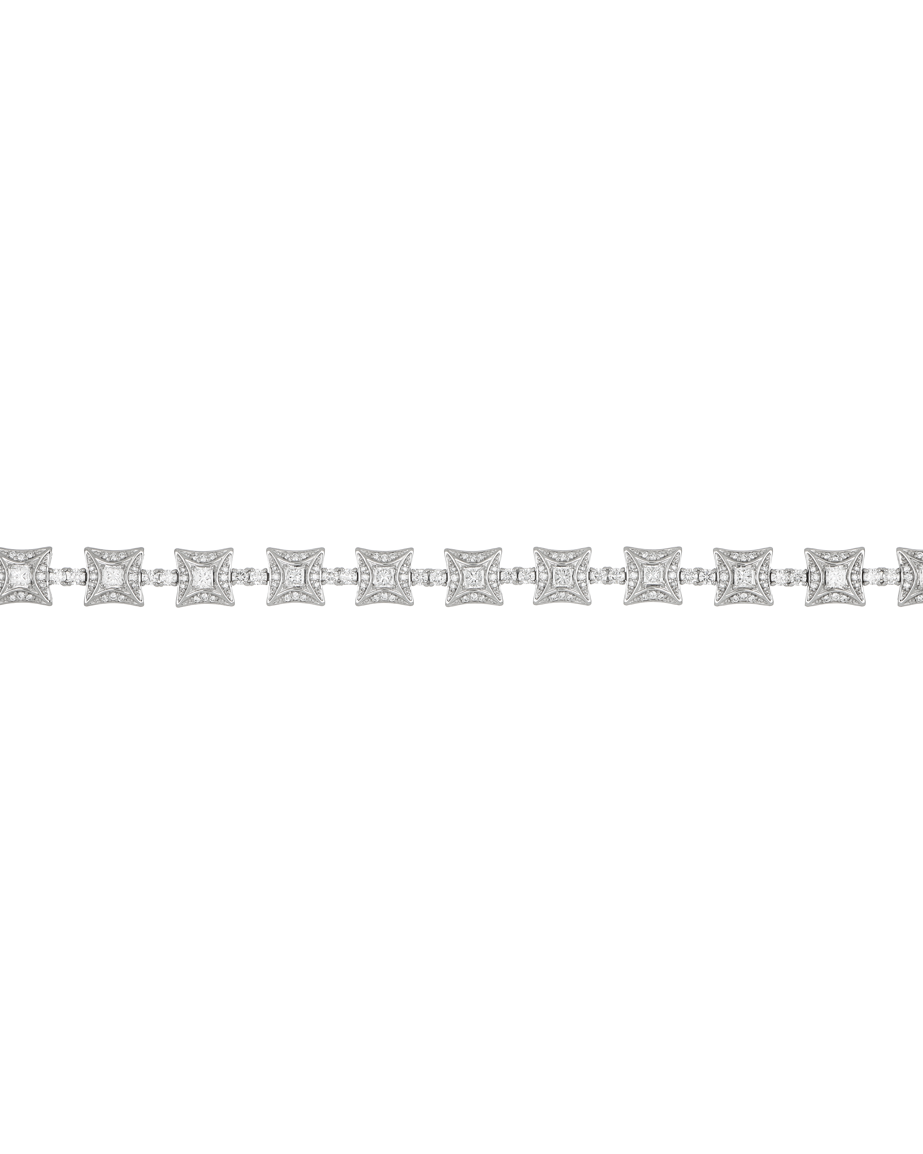 Square-Inspired Diamond Platinum 900 Diamond Link Bracelet