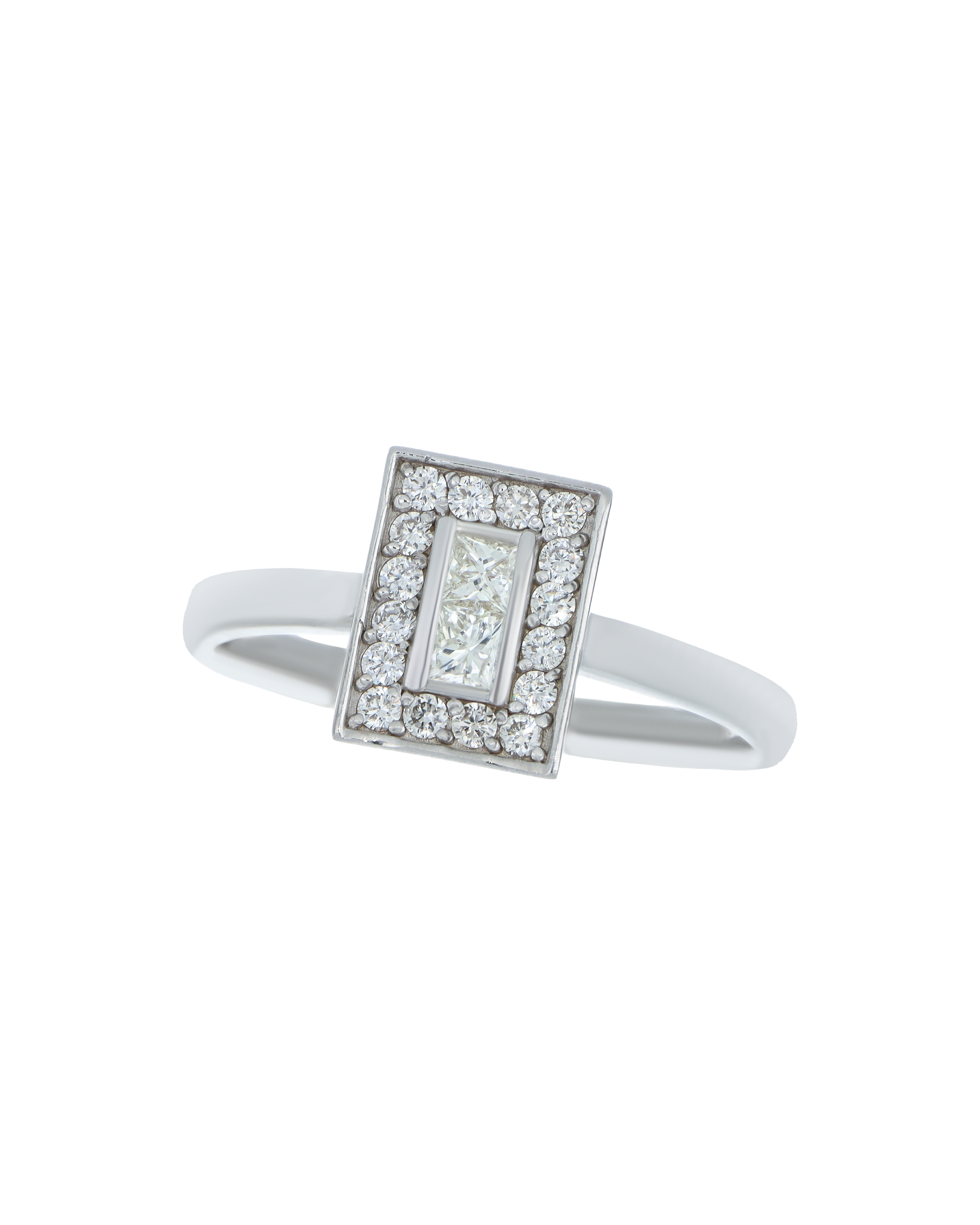 Baguette-Cut Diamond Ring In 18k White Gold