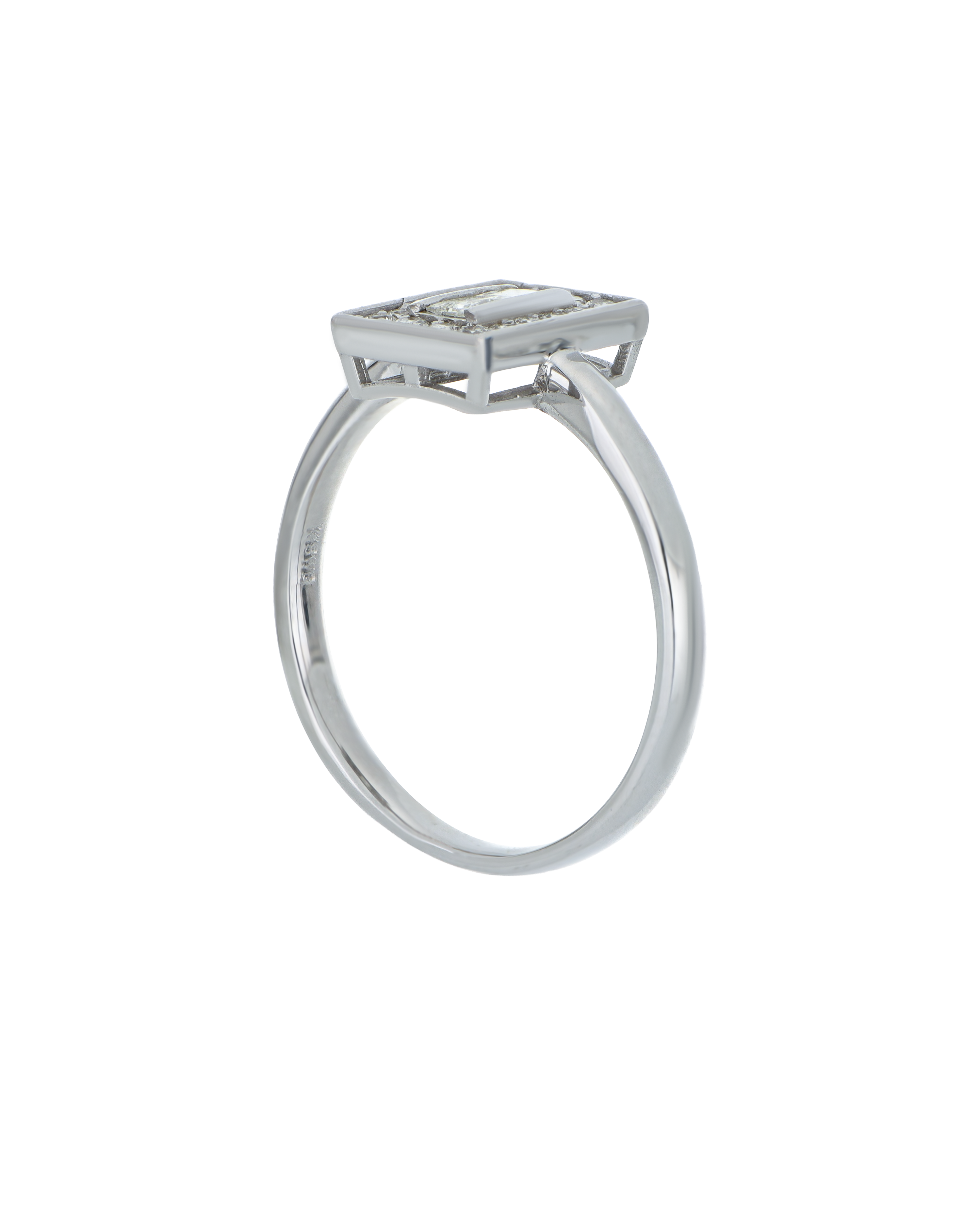 Baguette-Cut Diamond Ring In 18k White Gold