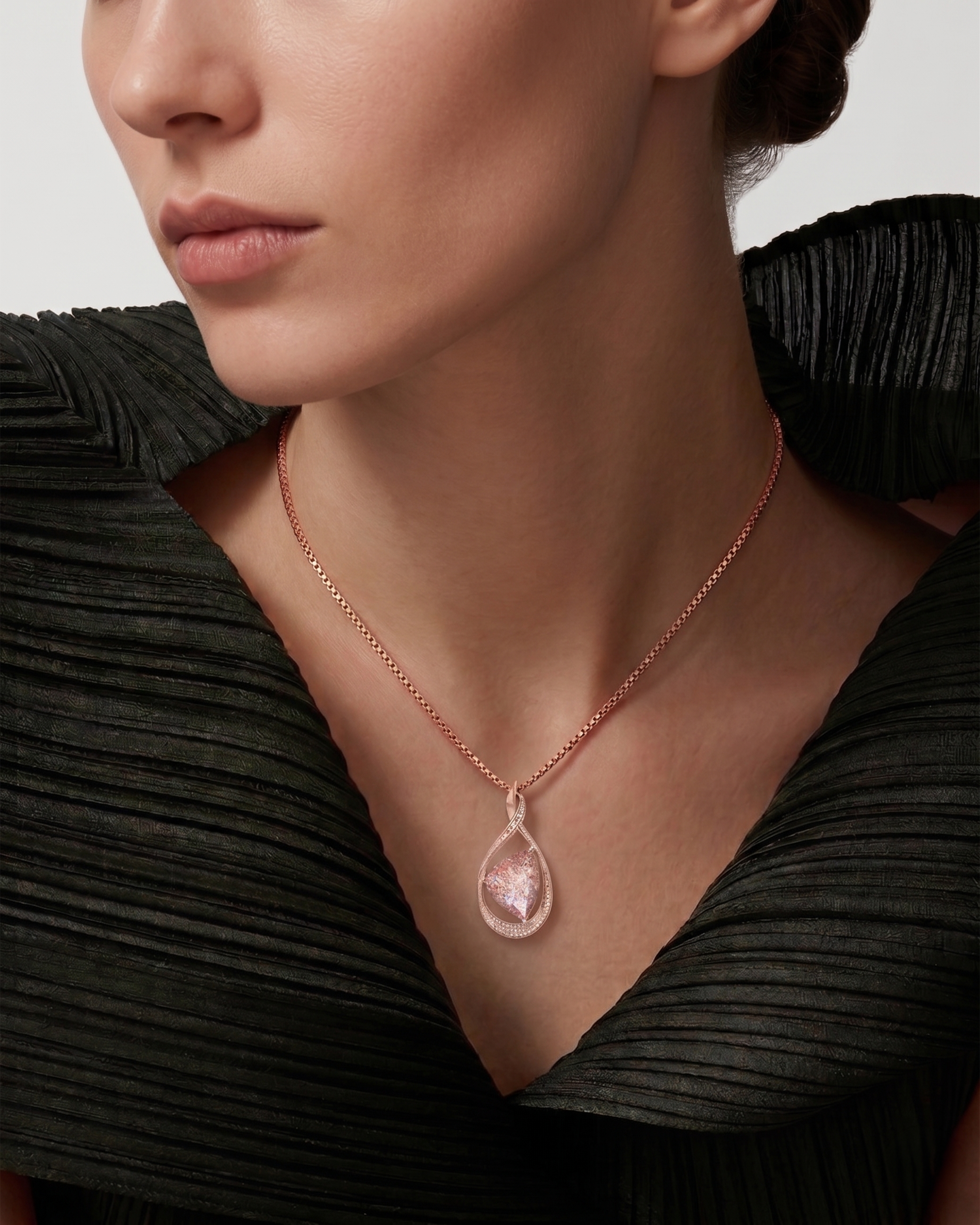 Lepidocrocite Quartz & Diamond Infinity Pendant