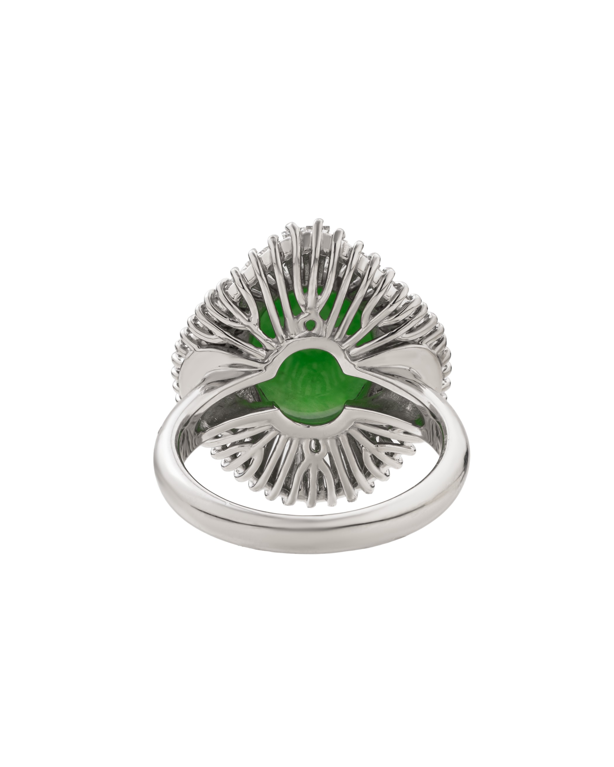 Platinum Jade Gemstone Ring In Oval-Cut
