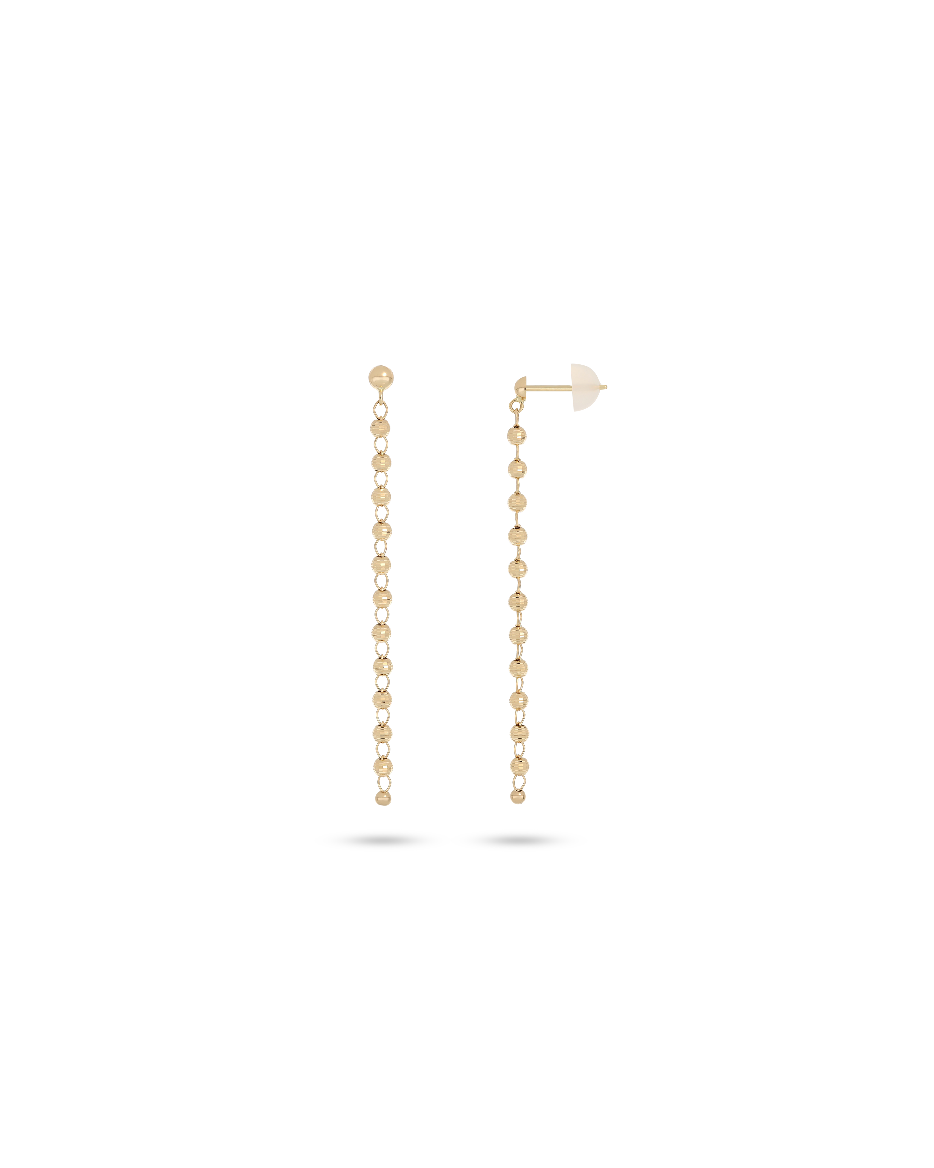 Yellow Gold Drop Earring in Beaded Accent